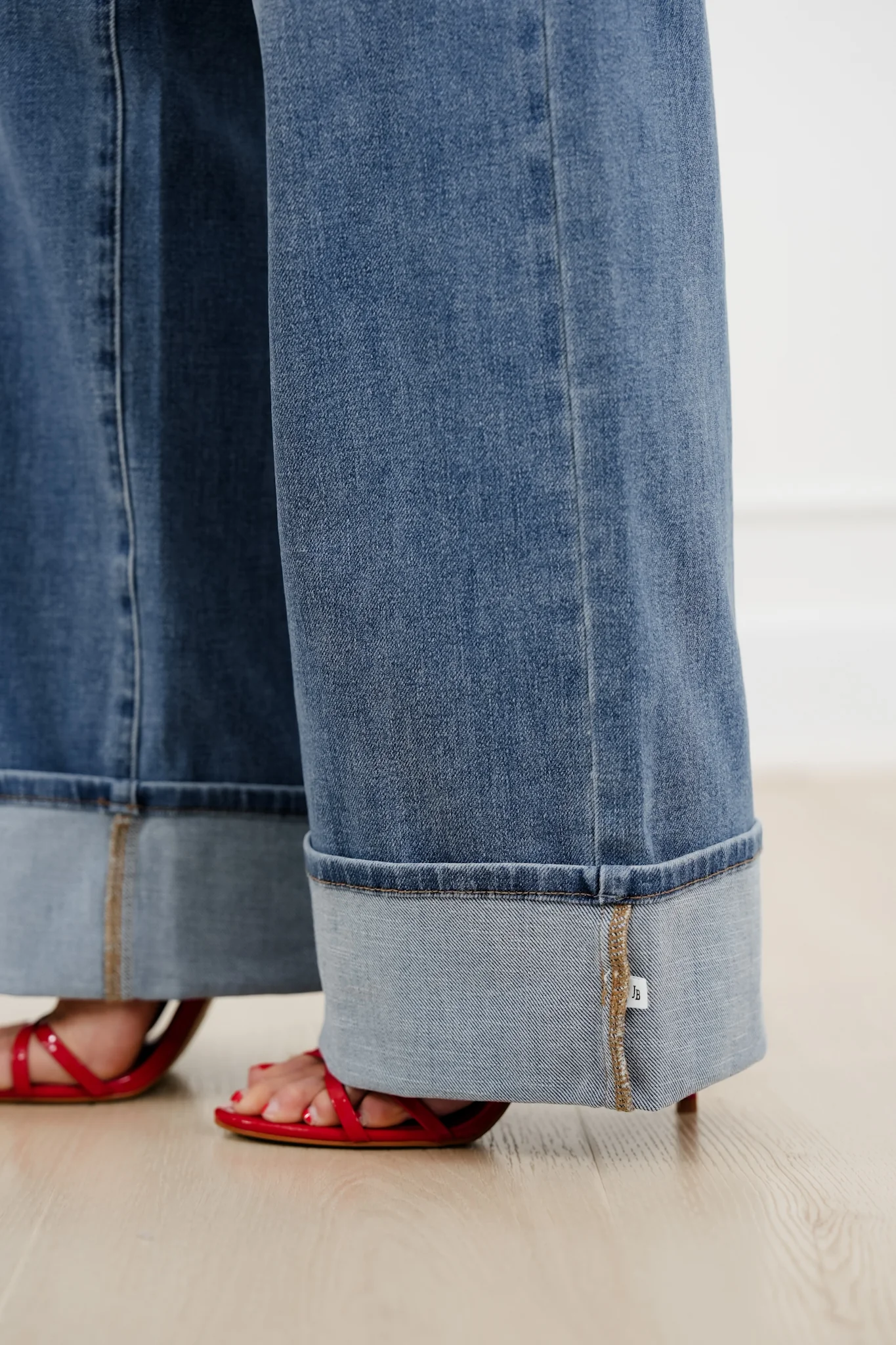 Judy Blue Catching Feelings Mid Rise Medium Wash Straight Leg Jeans with Folded Over Waistband - Image 6