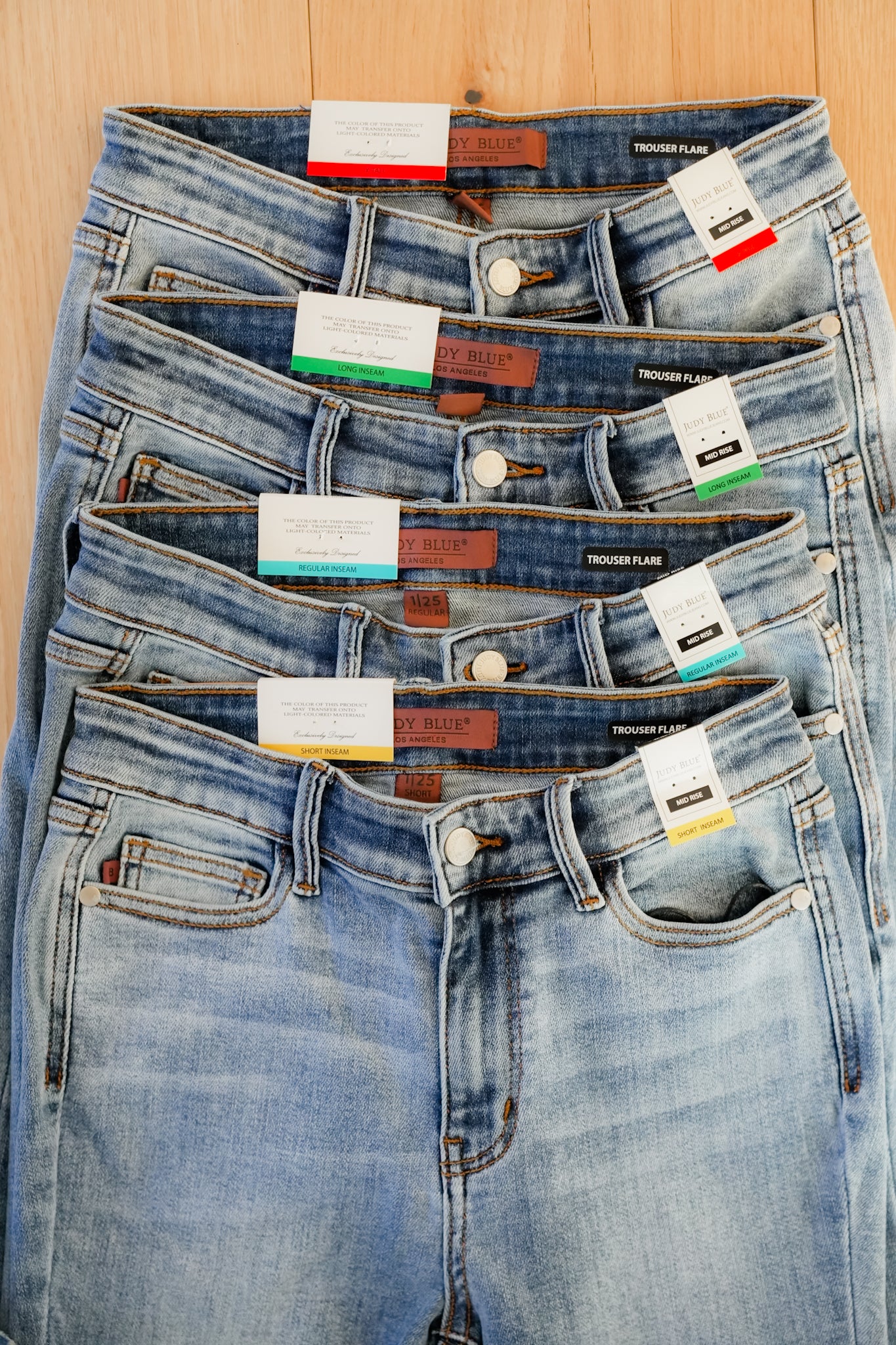 Judy Blue Multi-Inseam Mid-Rise Medium Wash Trouser Flare Jeans - Image 12