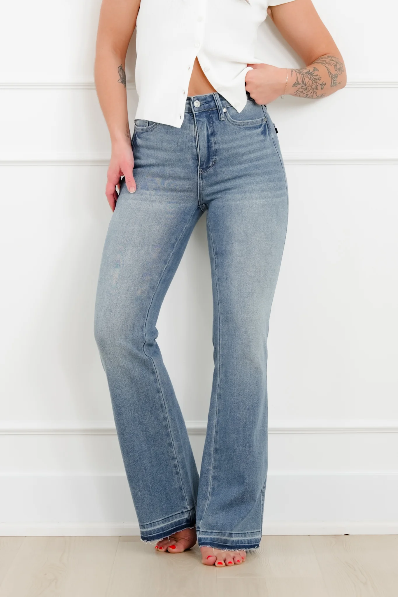 Judy Blue Mid Rise Medium Wash Tummy Control Slim Bootcut Jeans - Image 8