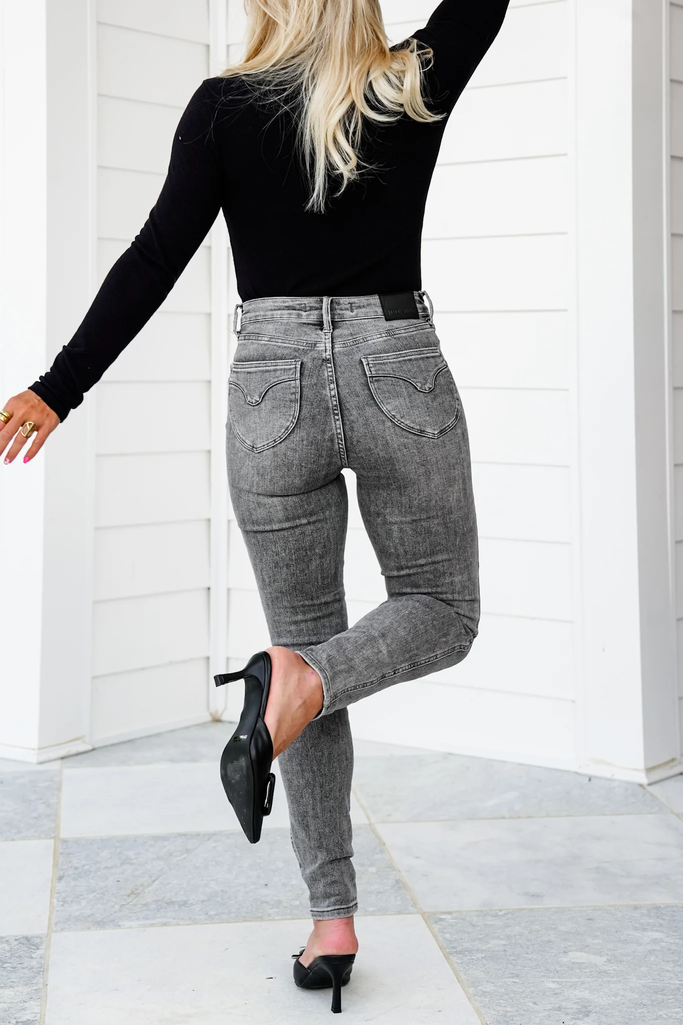 Judy Blue Smoke Show Mid Rise Grey Tummy Control Skinny Jeans with Shield Pockets - Image 13