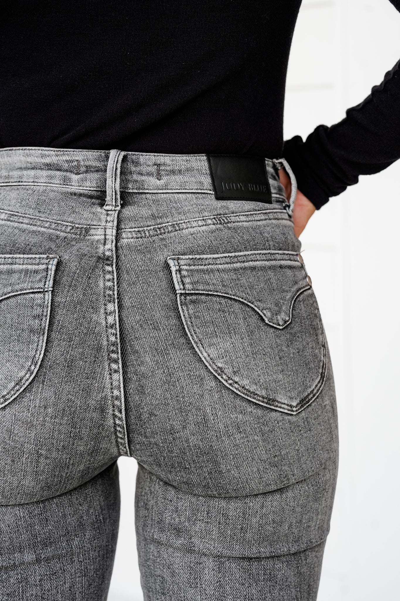 Judy Blue Smoke Show Mid Rise Grey Tummy Control Skinny Jeans with Shield Pockets - Image 14