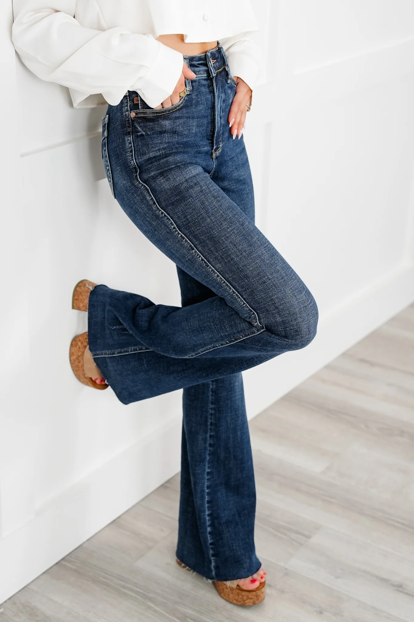 Restock! Judy Blue The Amelia Dark Wash Tummy Control Flare Jeans with Booty Lifting - Image 2