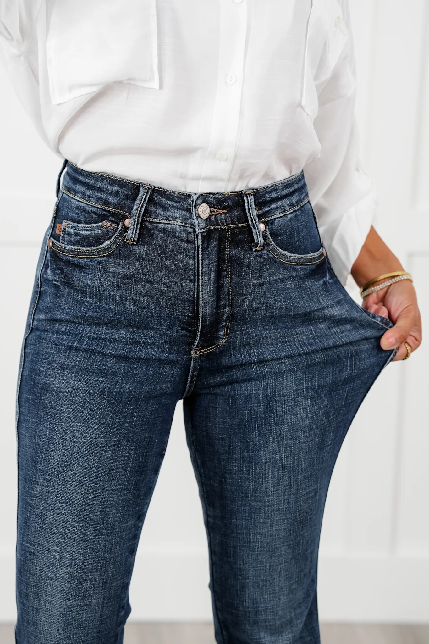 Restock! Judy Blue The Amelia Dark Wash Tummy Control Flare Jeans with Booty Lifting - Image 4
