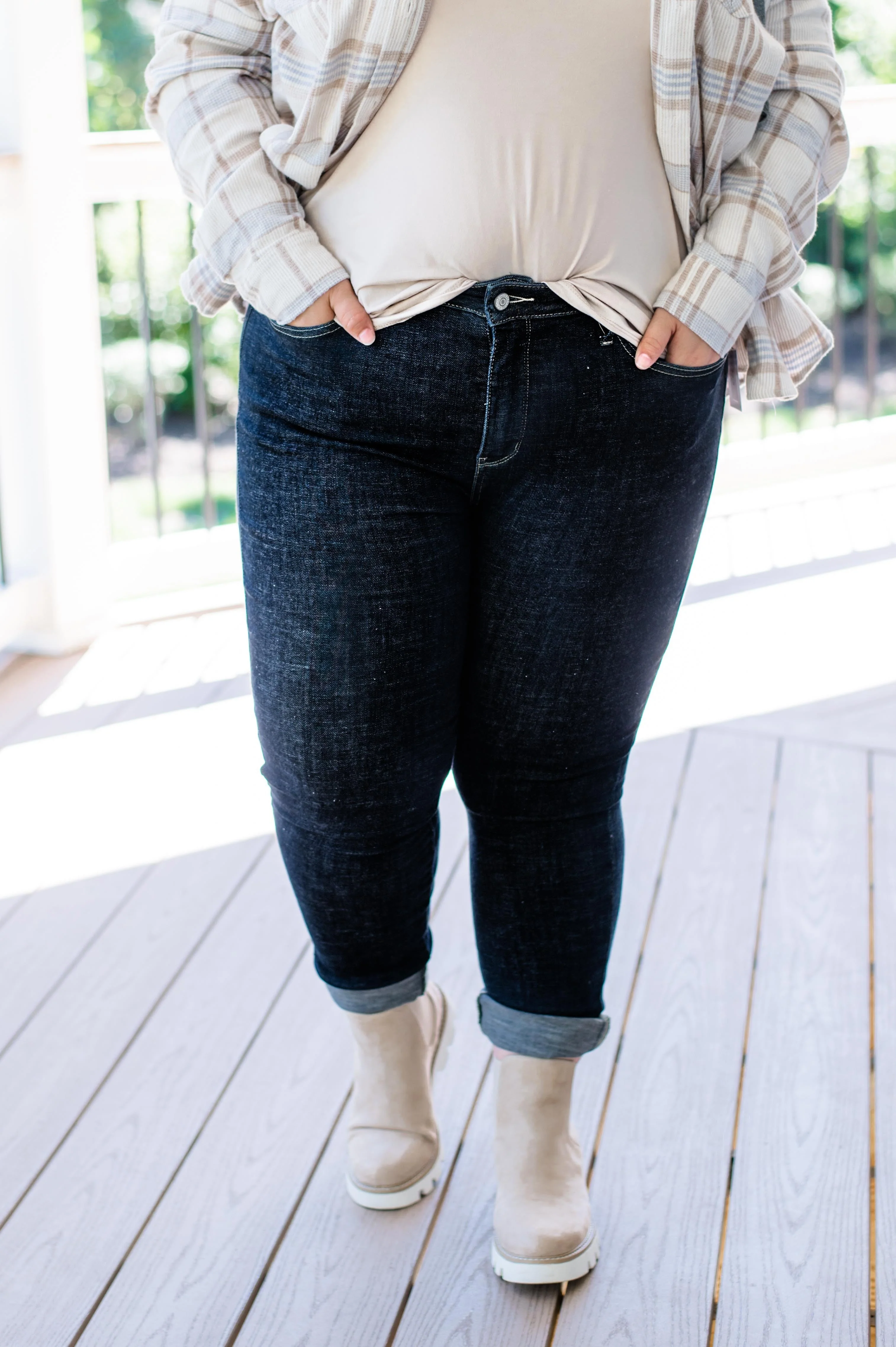 Judy Blue Tummy Control Suck it up Buttercup Dark Wash Skinny Jeans - Image 17