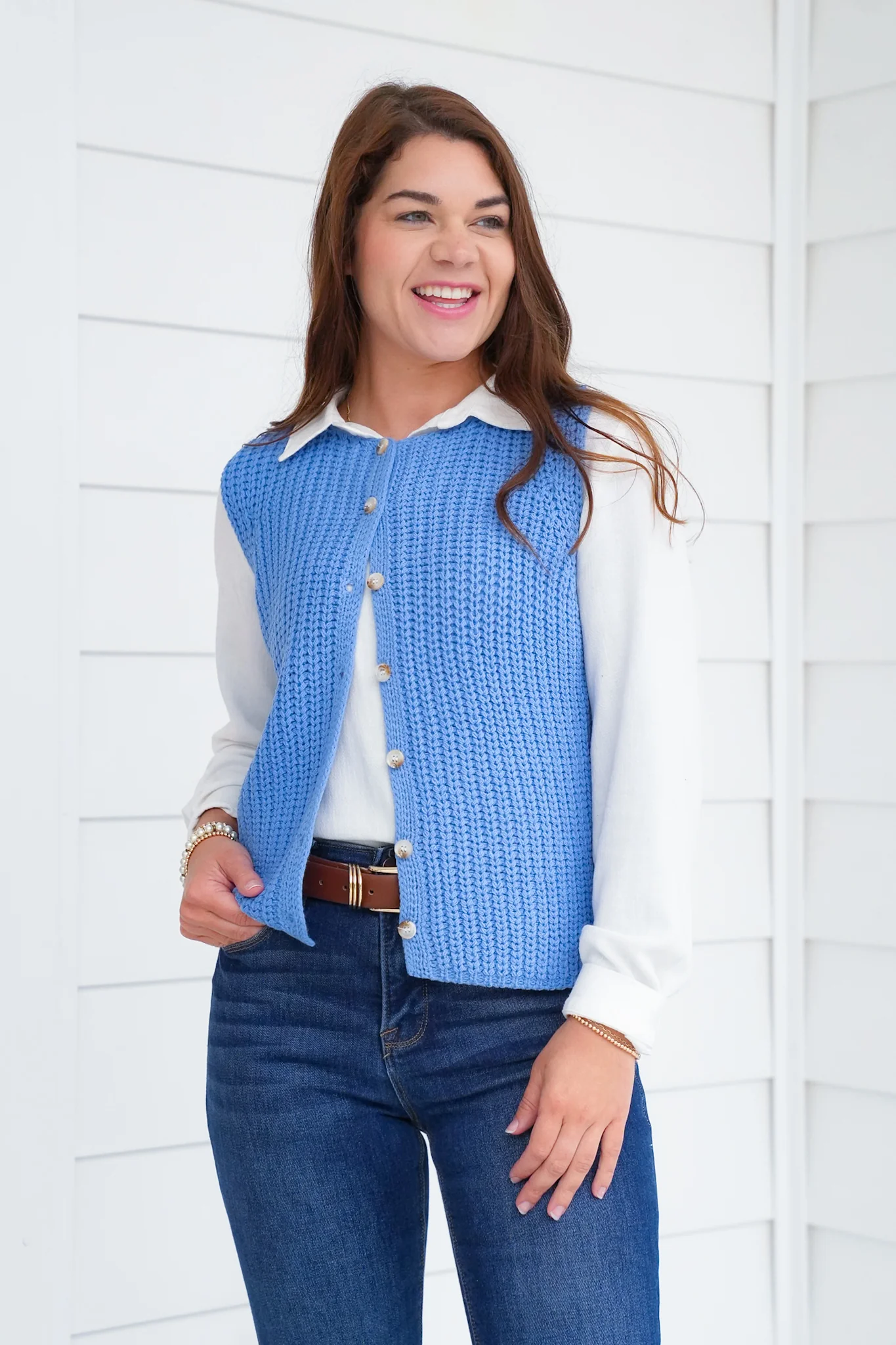 Knit Button Down Sweater Vest - Image 2