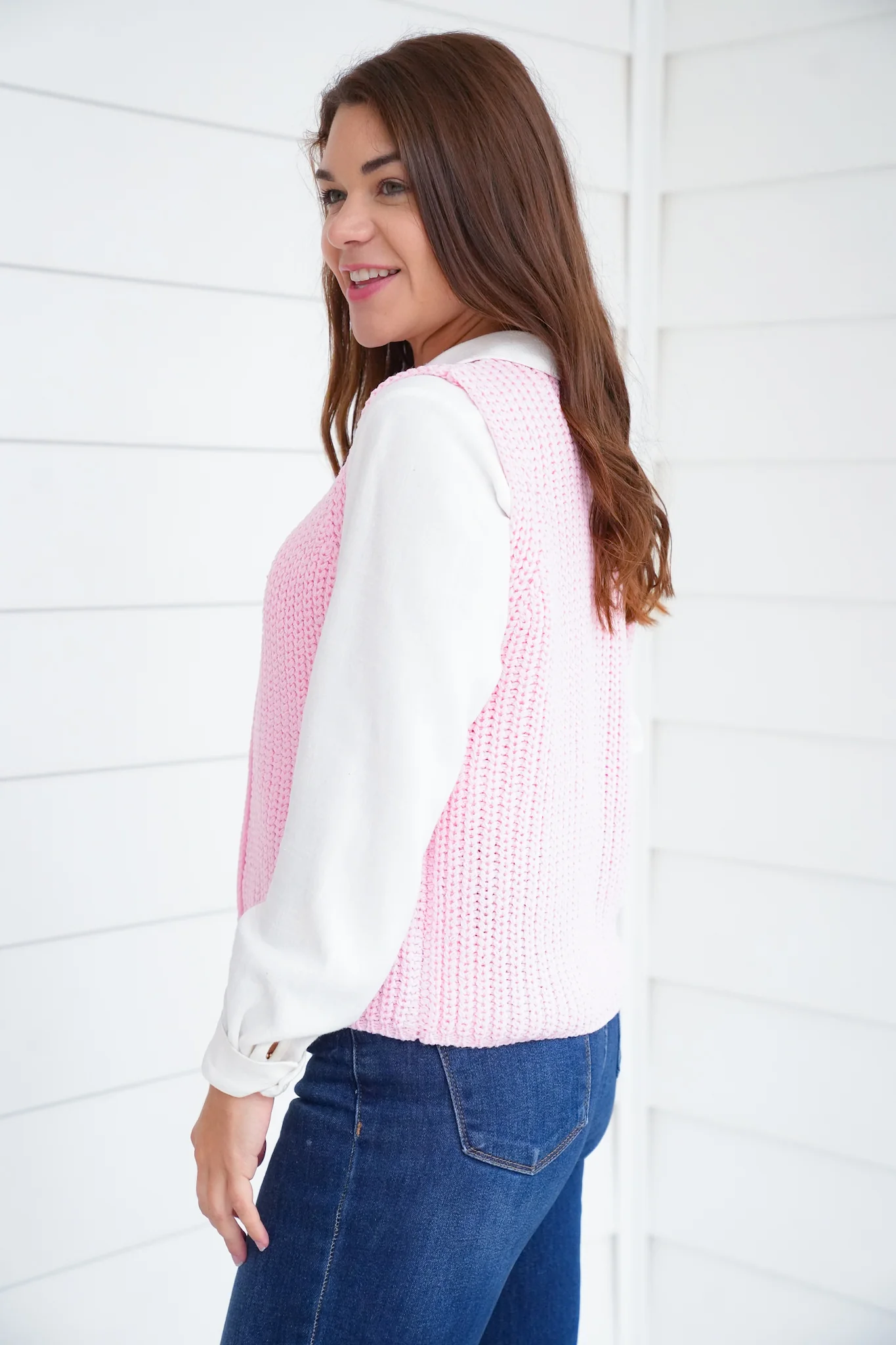 Knit Button Down Sweater Vest - Image 4