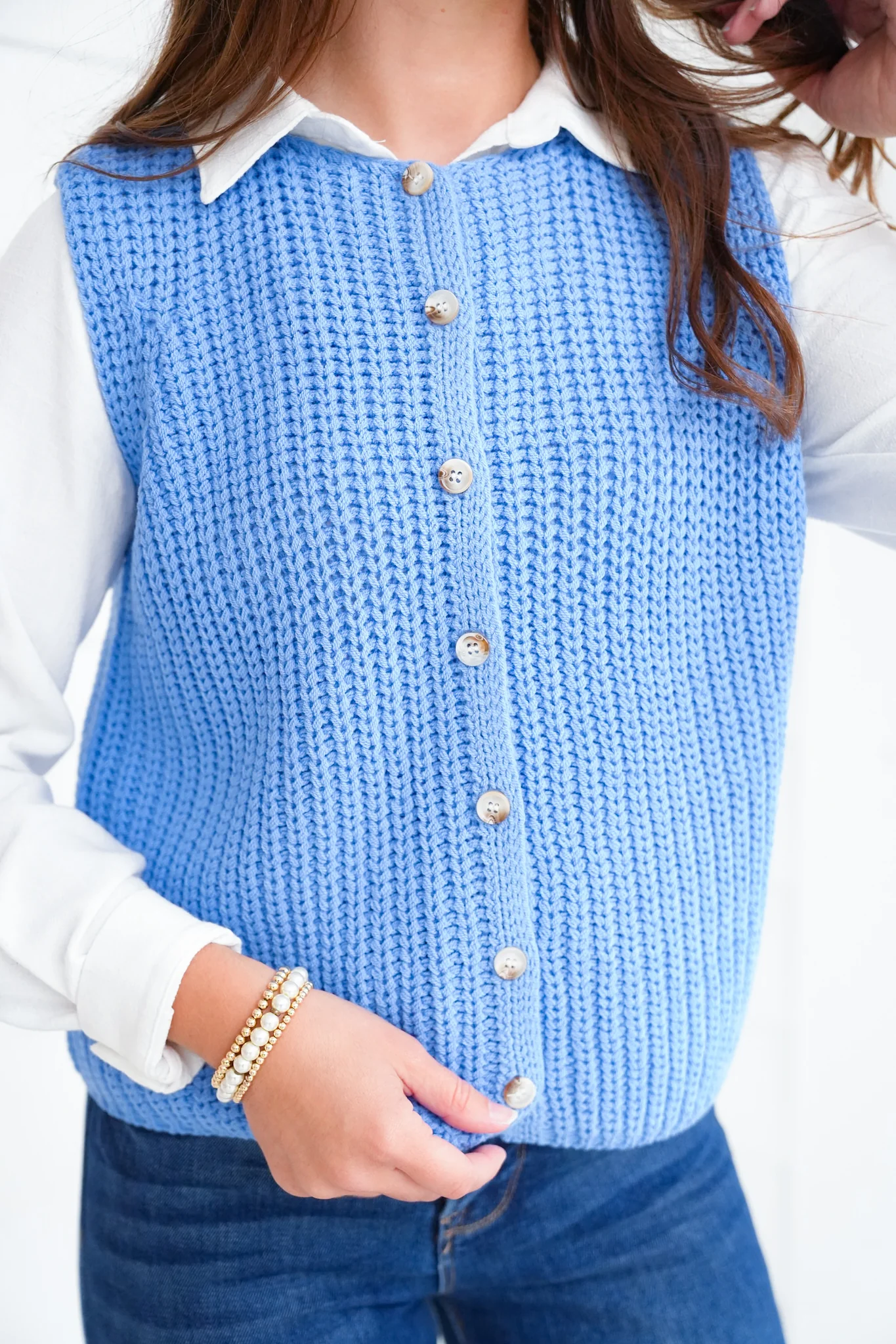 Knit Button Down Sweater Vest - Image 8