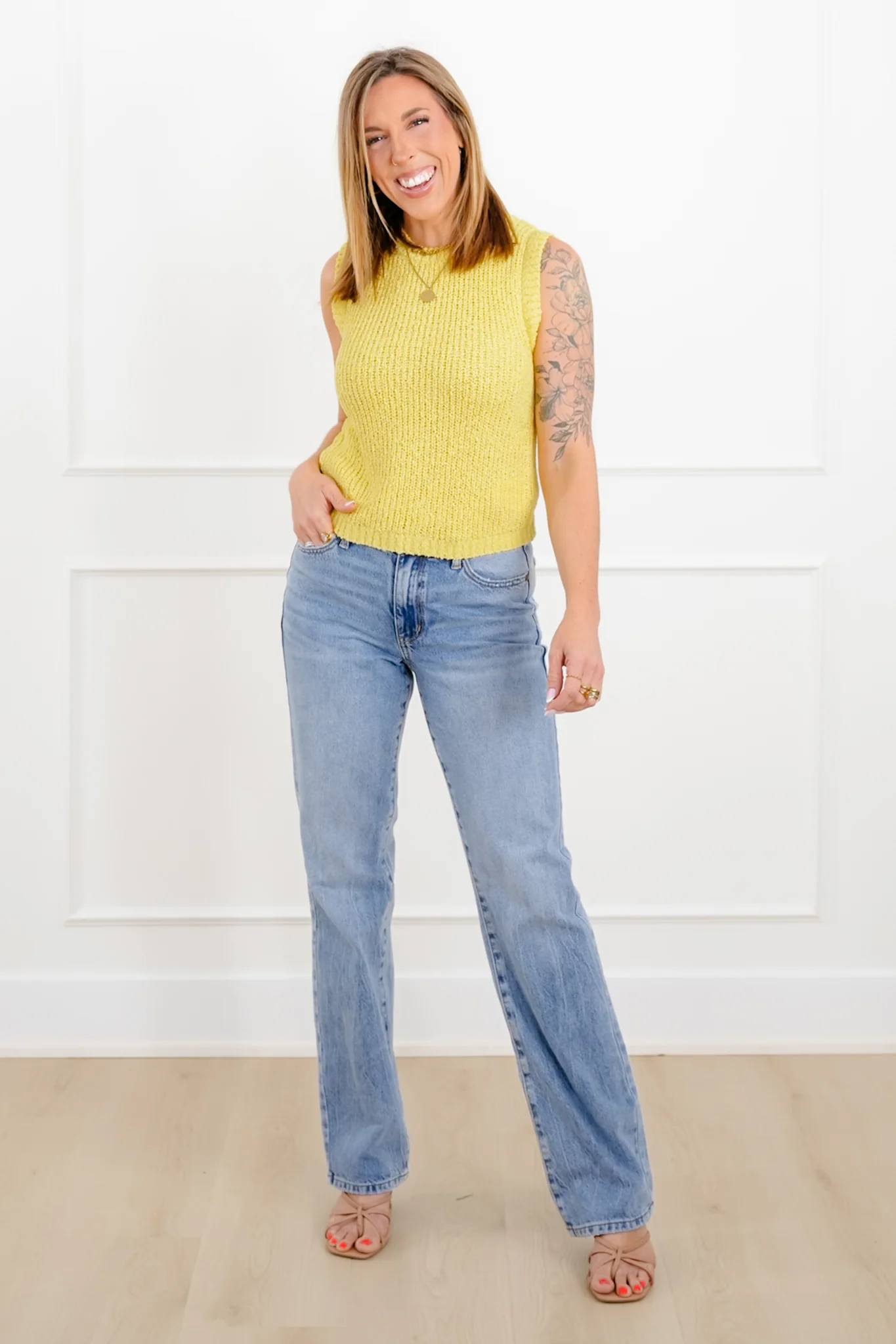 Plus/Reg Knit Crew Neck Cropped Tank - Image 4