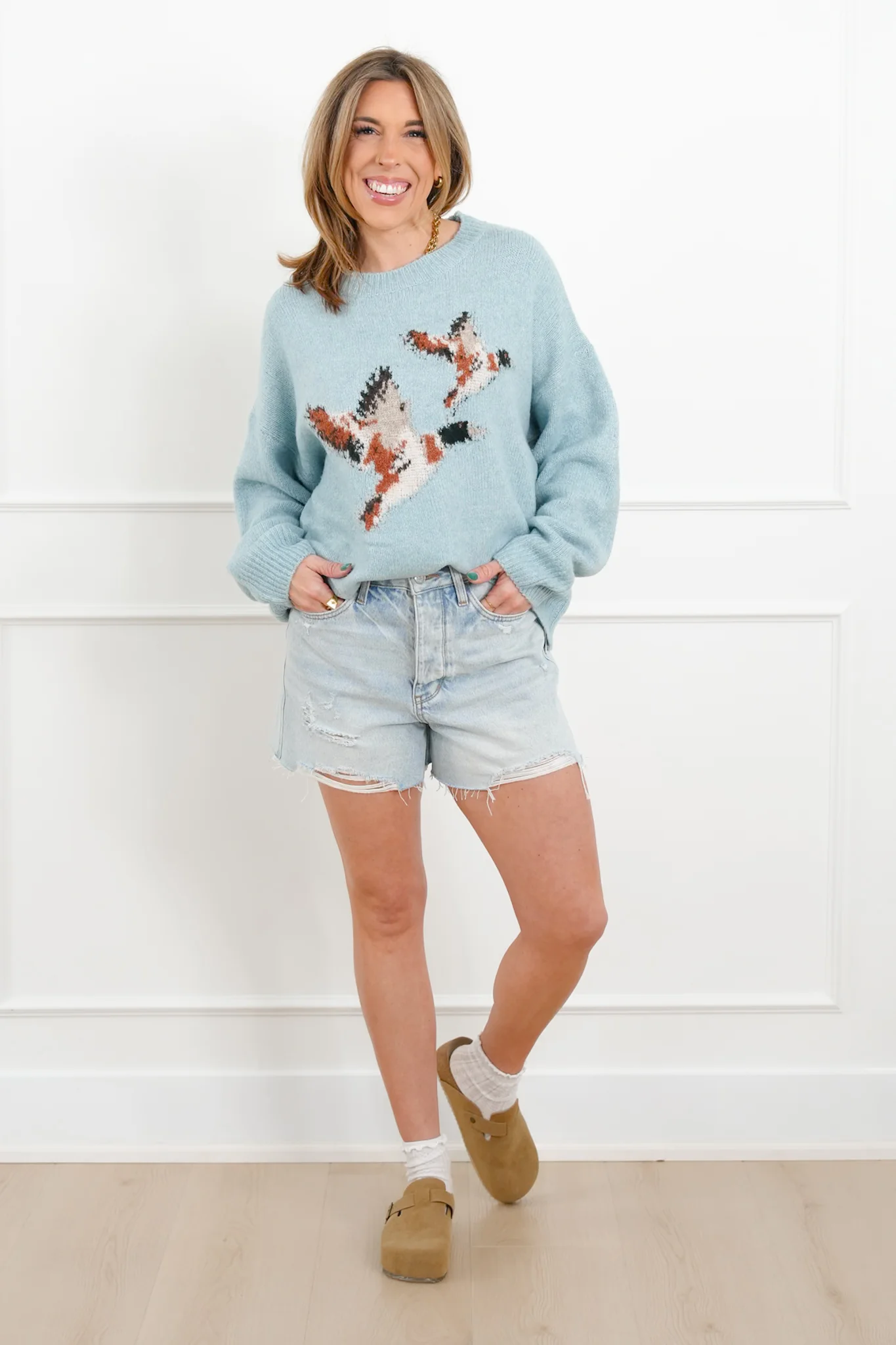 Knit Long Sleeve Flying Duck Pullover Sweater - Image 6
