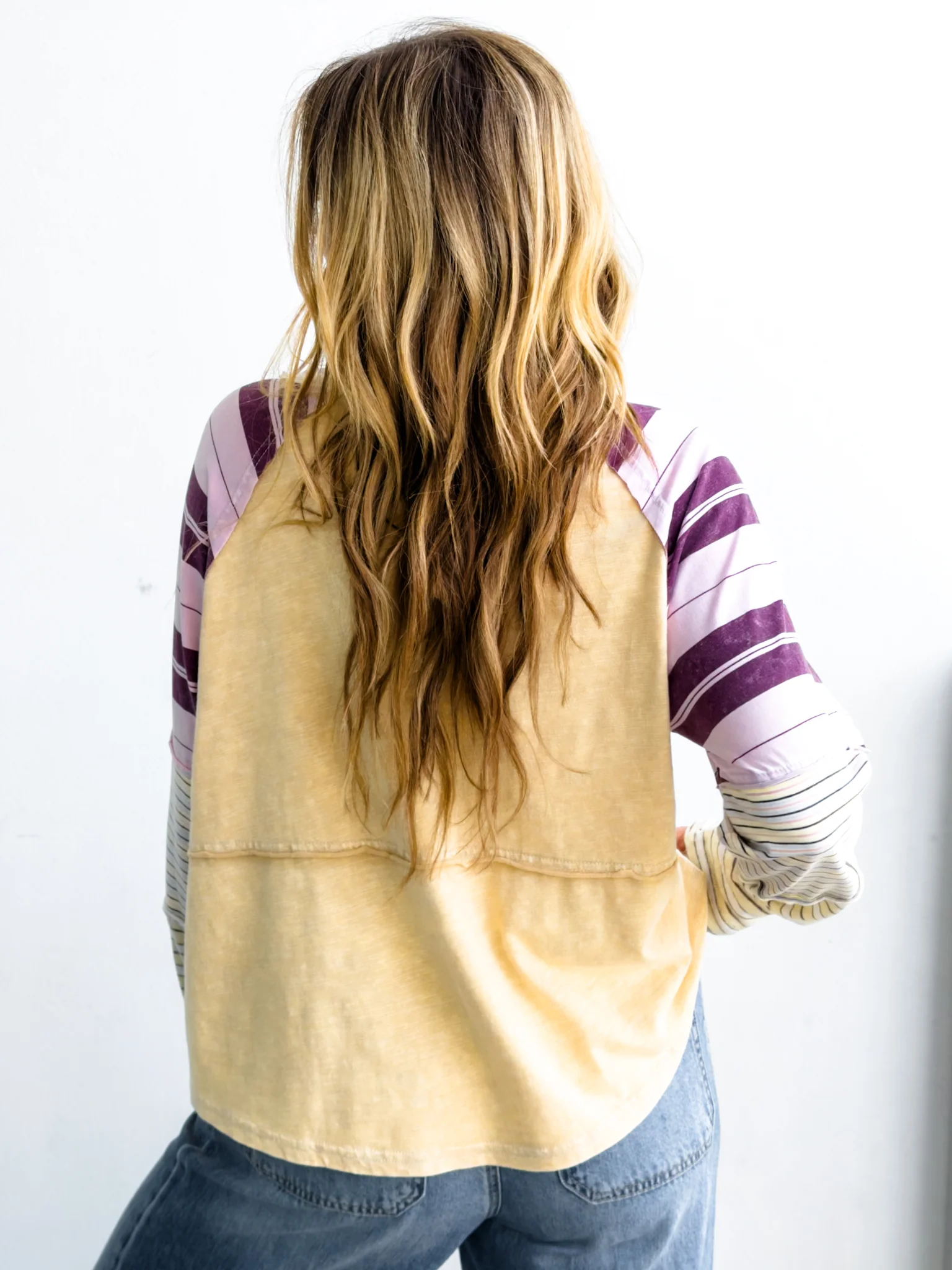 Knit Long Sleeve Round Neck Top with Stripes - Image 7