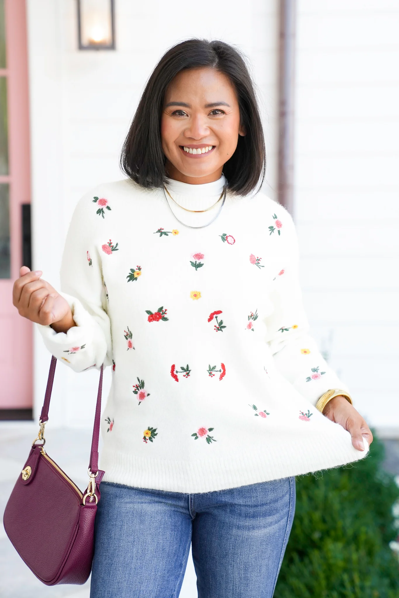 Restock! Floral Embroidery Long Sleeve Knit Sweater - Image 6
