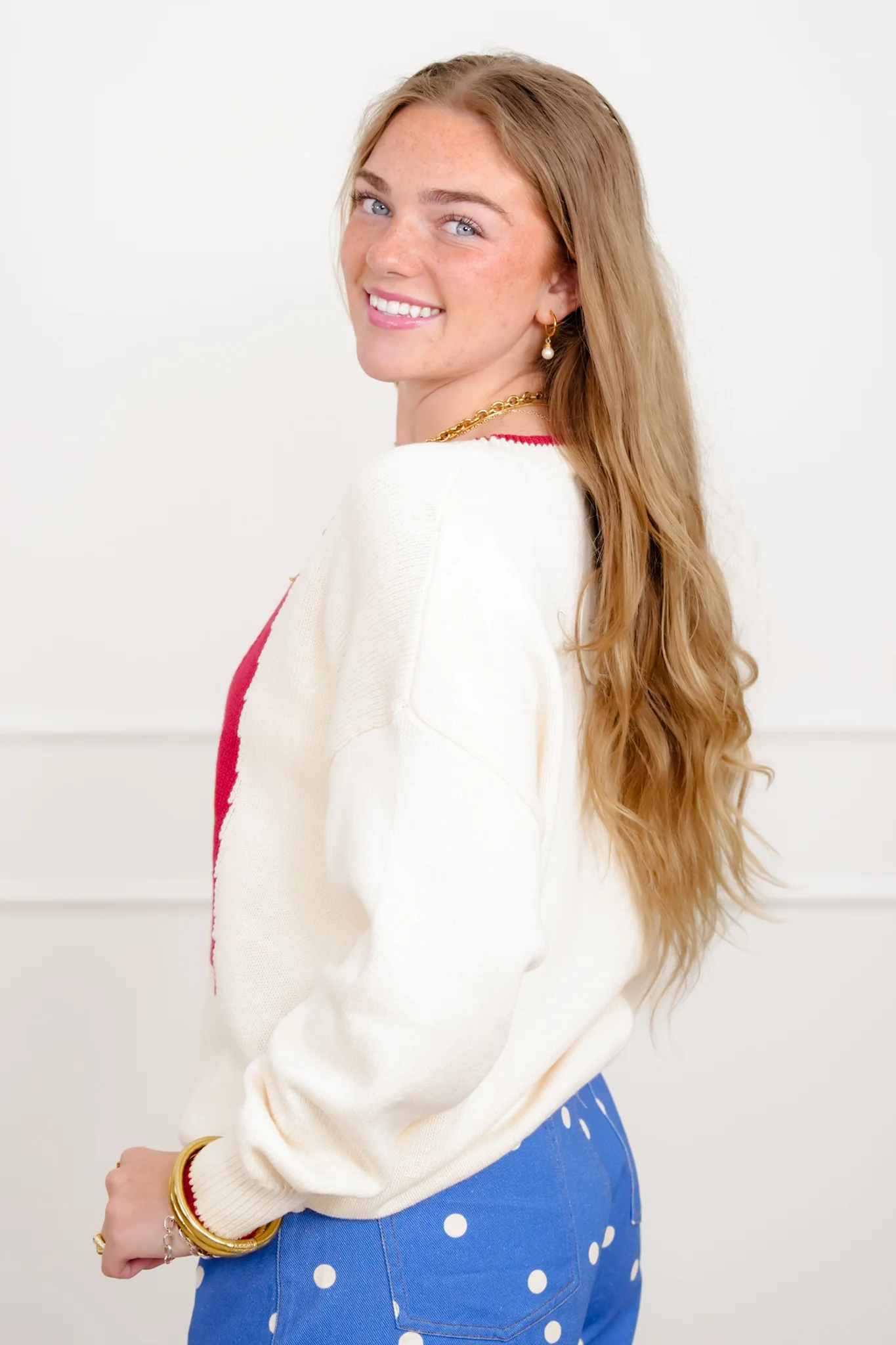 Knit Long Sleeve "USA" Crew Neck Sweater - Image 3