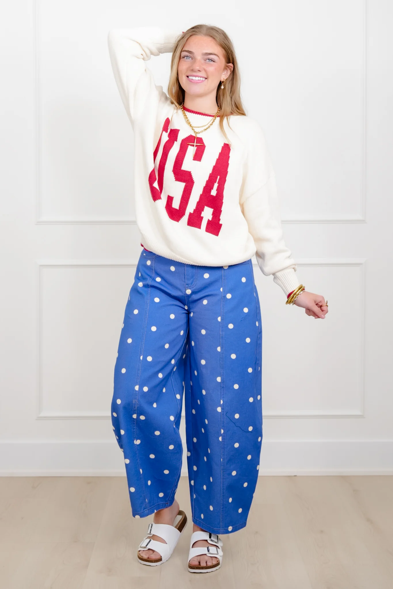 Knit Long Sleeve "USA" Crew Neck Sweater - Image 5