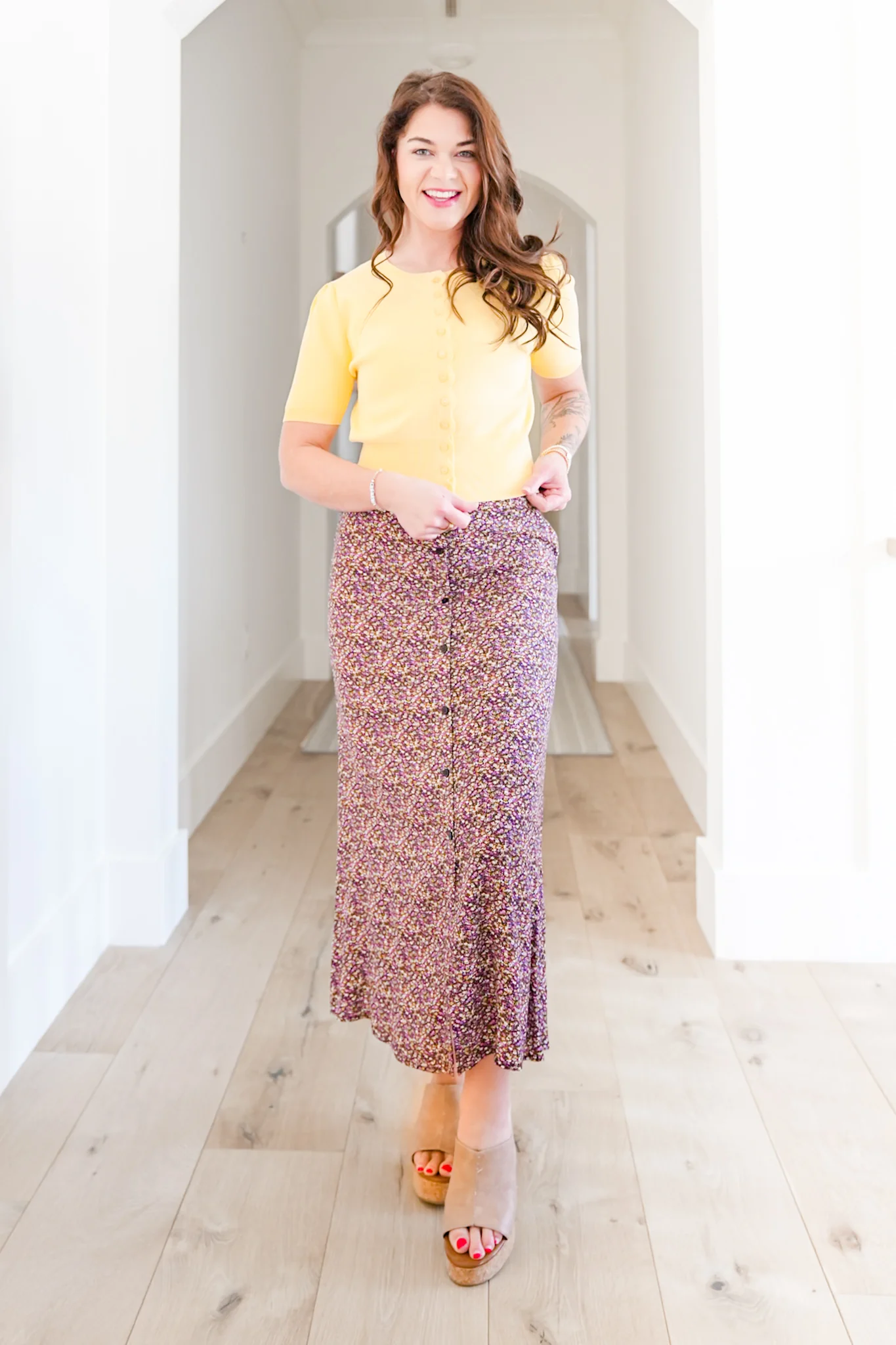 Knit Short Sleeve Button Down Cardigan Top - Image 3
