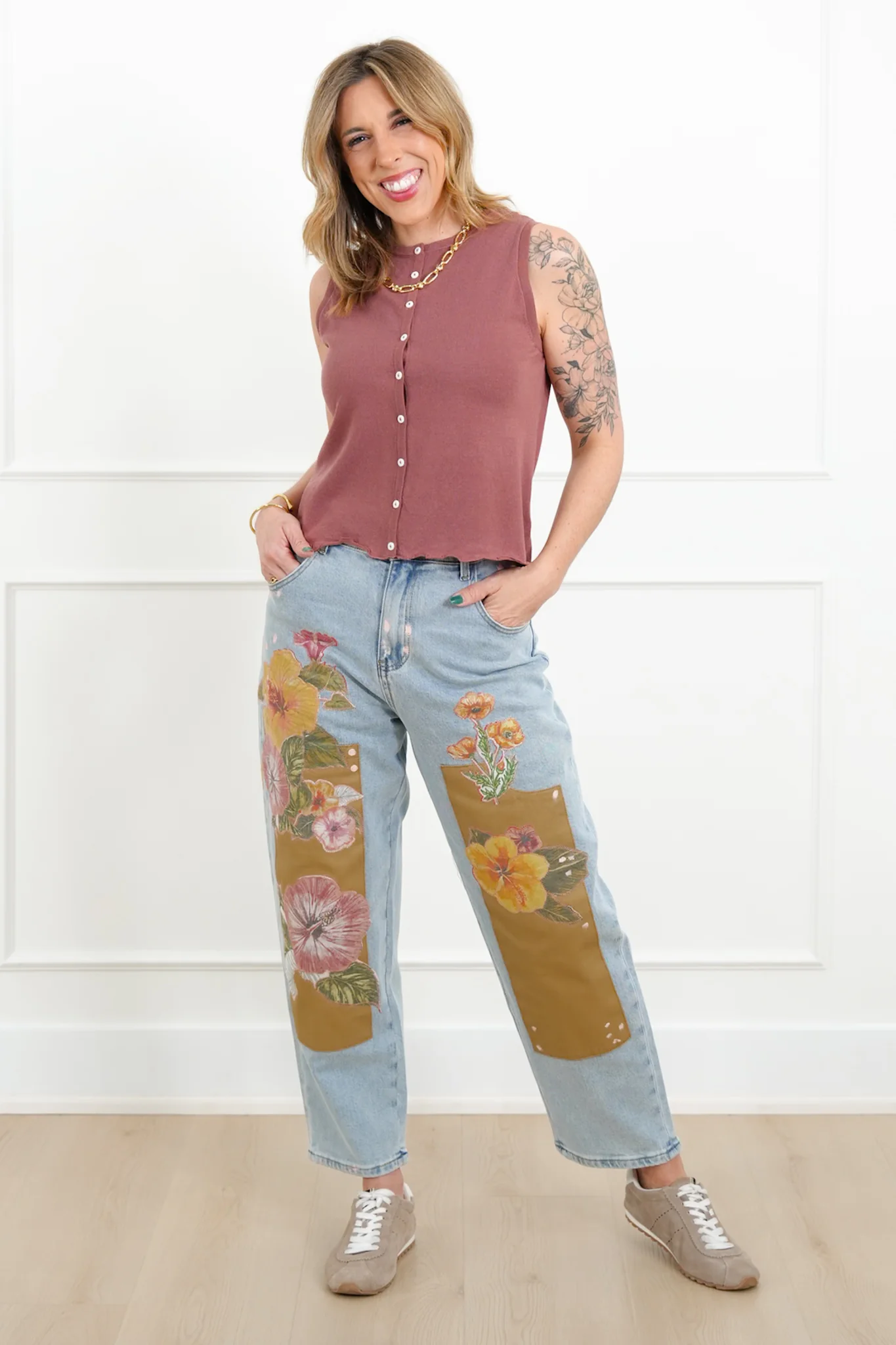 Knit Sleeveless Button Down Top - Image 5
