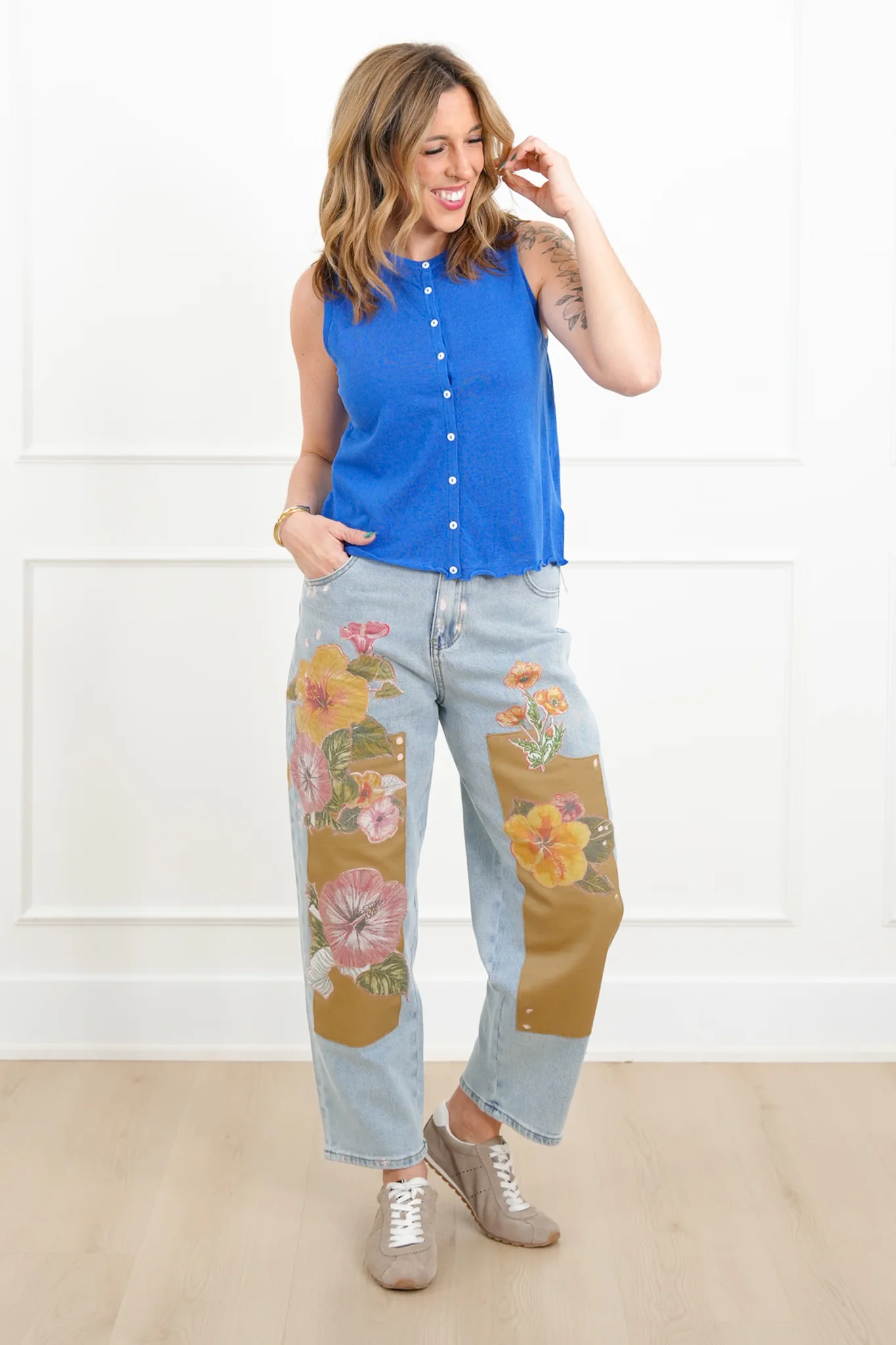Knit Sleeveless Button Down Top - Image 7