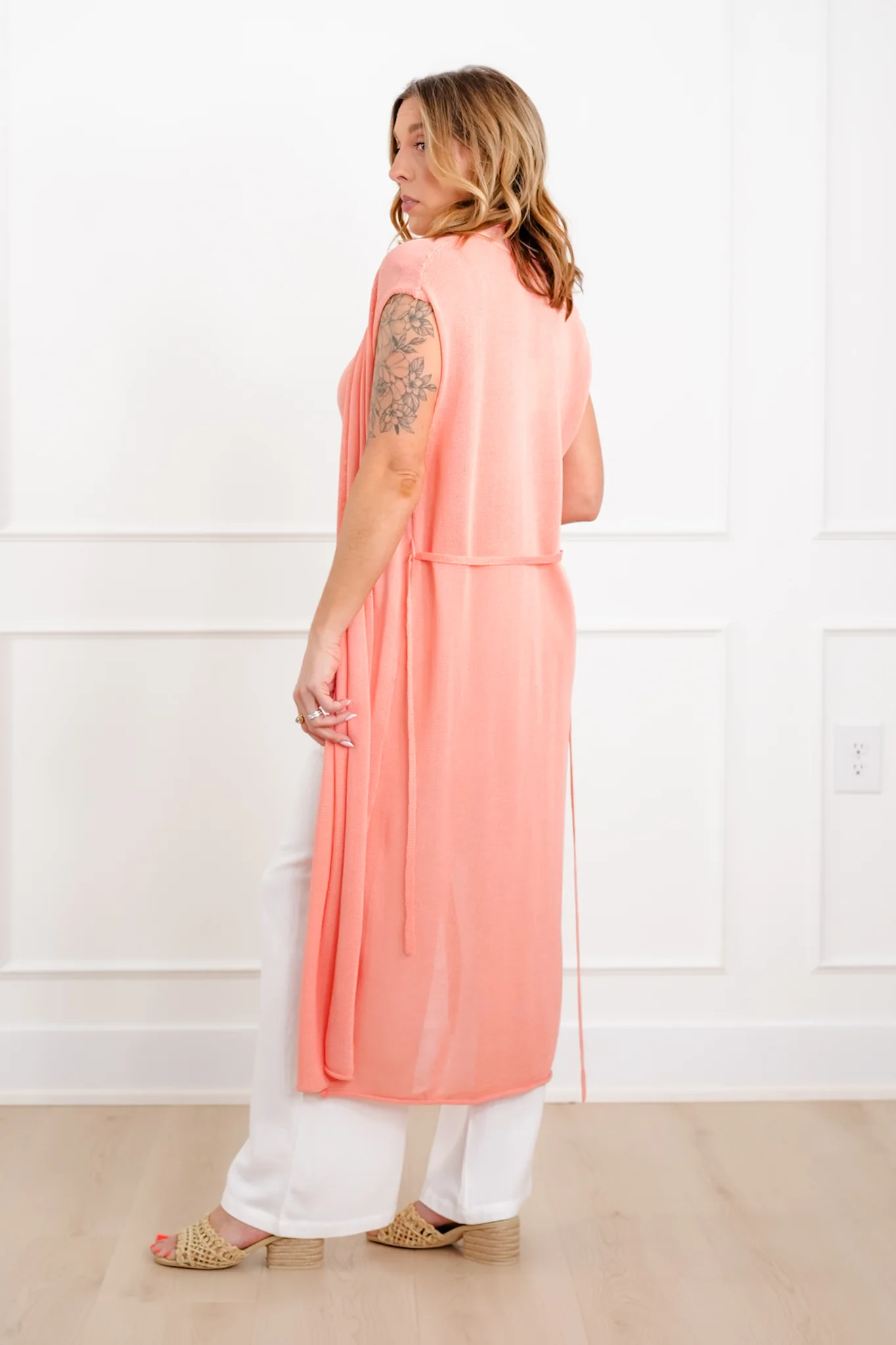 Knit Sleeveless Long Cardigan and Tank Top Set - Image 4