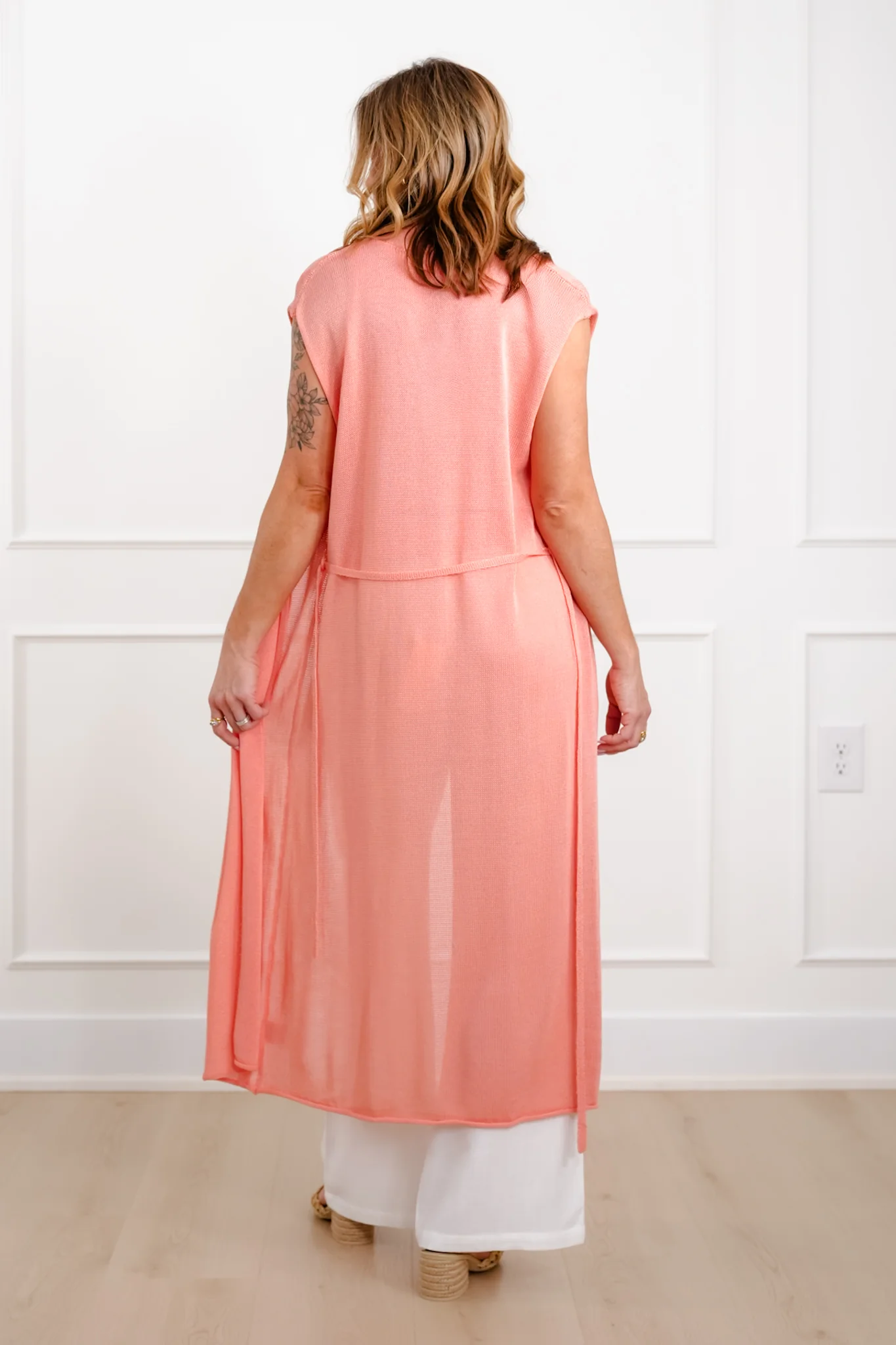 Knit Sleeveless Long Cardigan and Tank Top Set - Image 5