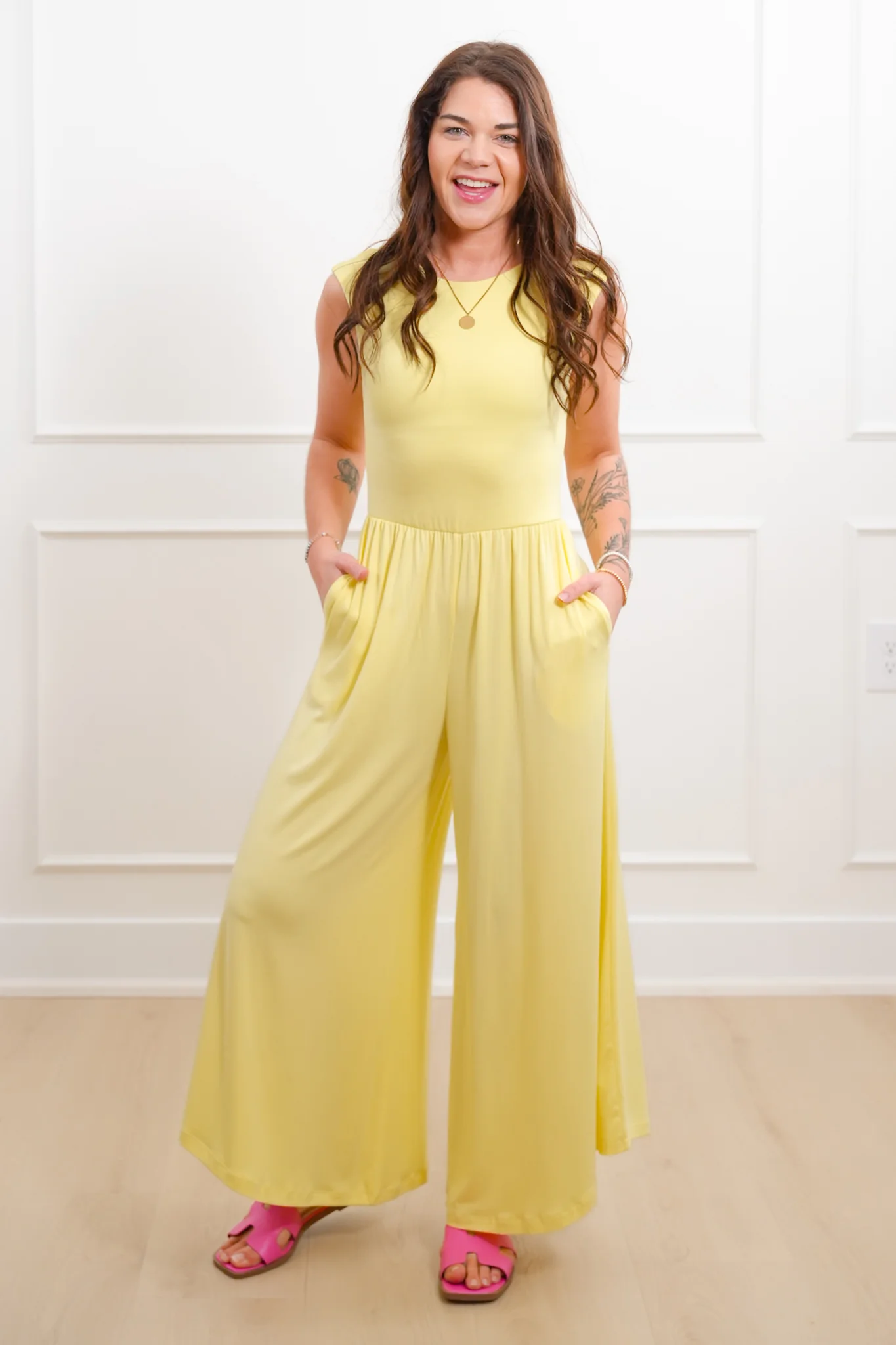 Knit Sleeveless Open Back Wide Leg Jumpsuit - Image 2
