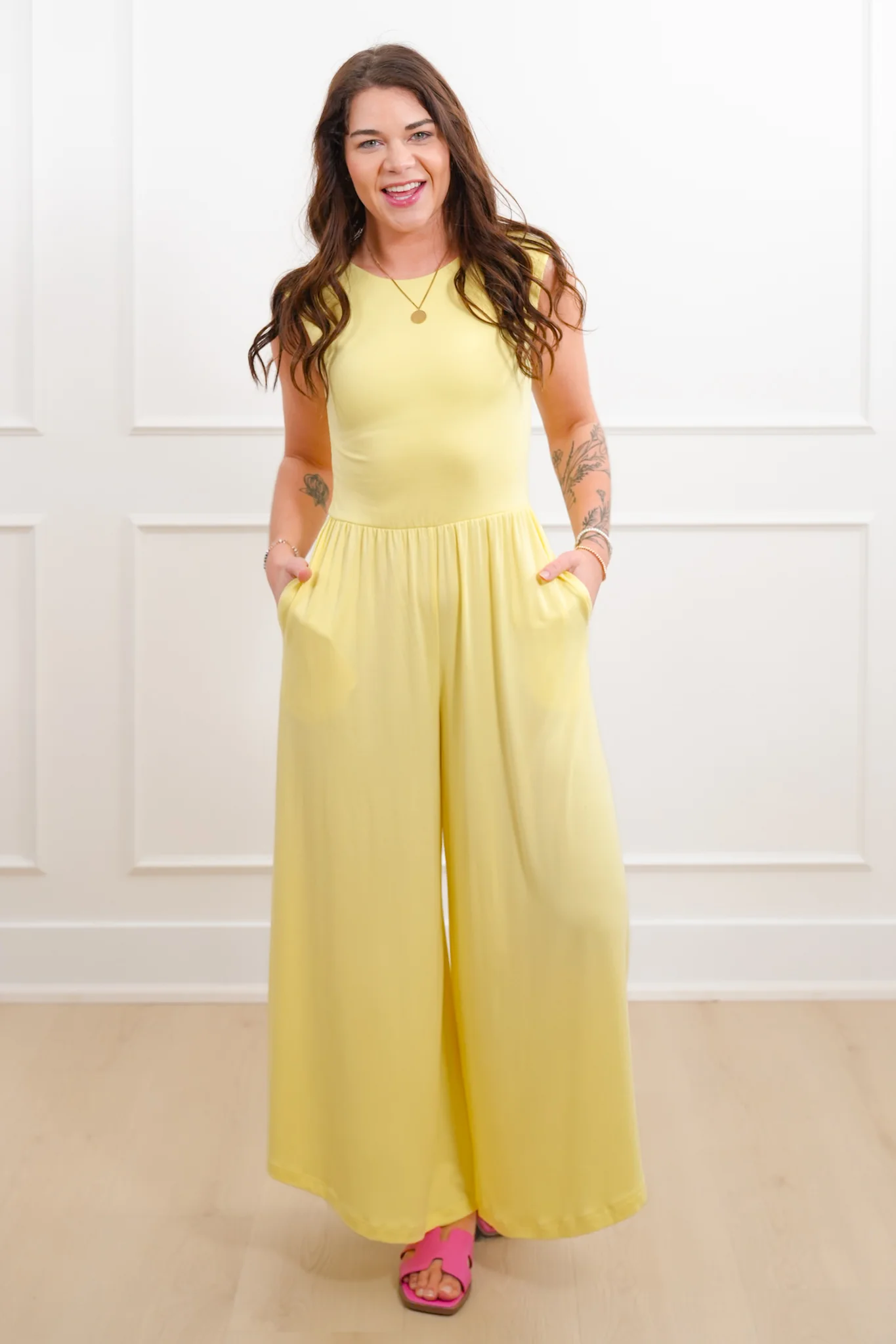 Knit Sleeveless Open Back Wide Leg Jumpsuit - Image 7
