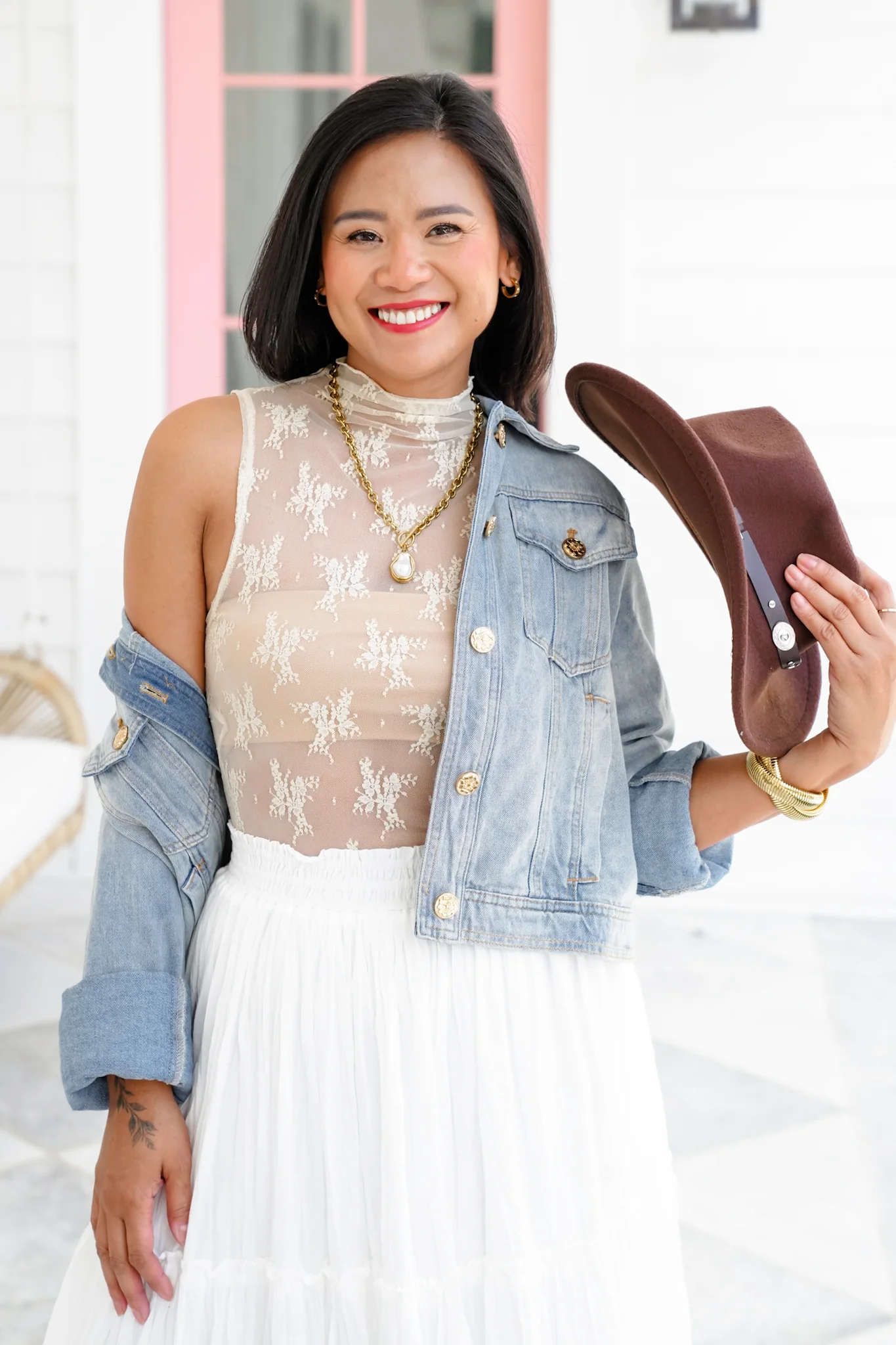Lace Sleeveless Mock Neck Top - Image 3