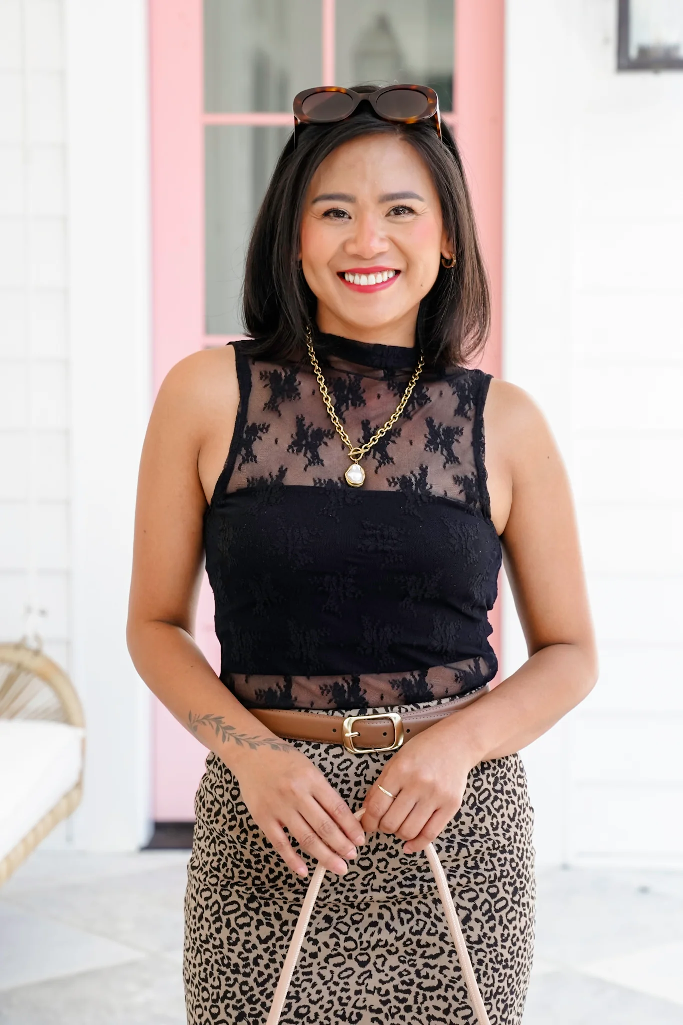 Lace Sleeveless Mock Neck Top - Image 6