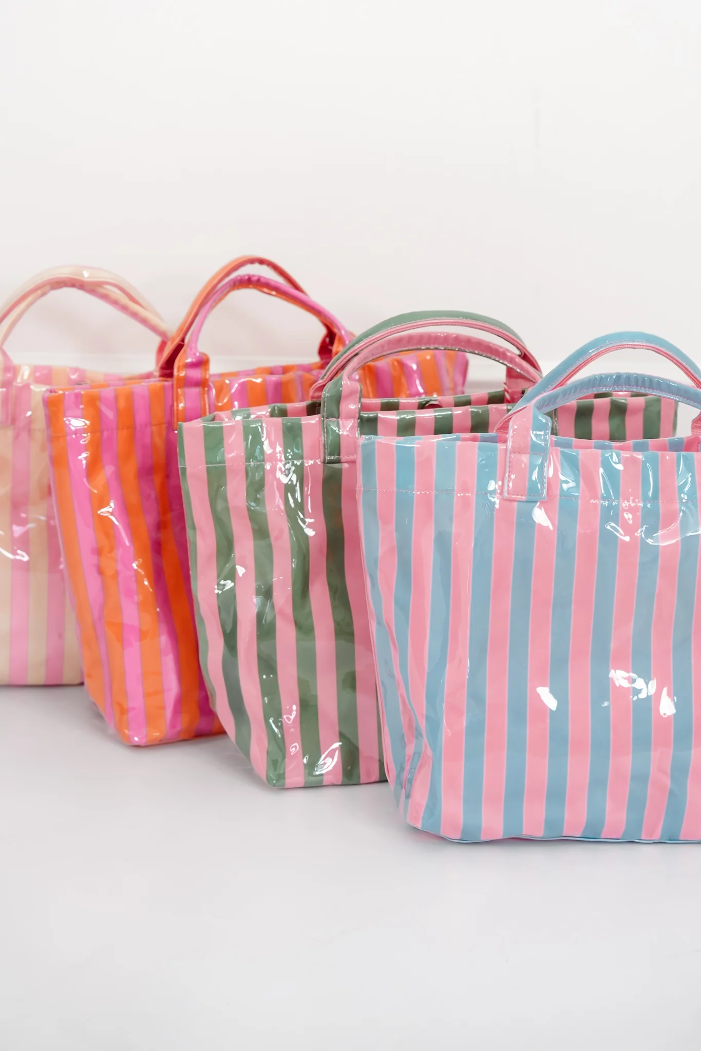 Large Striped Vinyl Tote Bags - Image 6