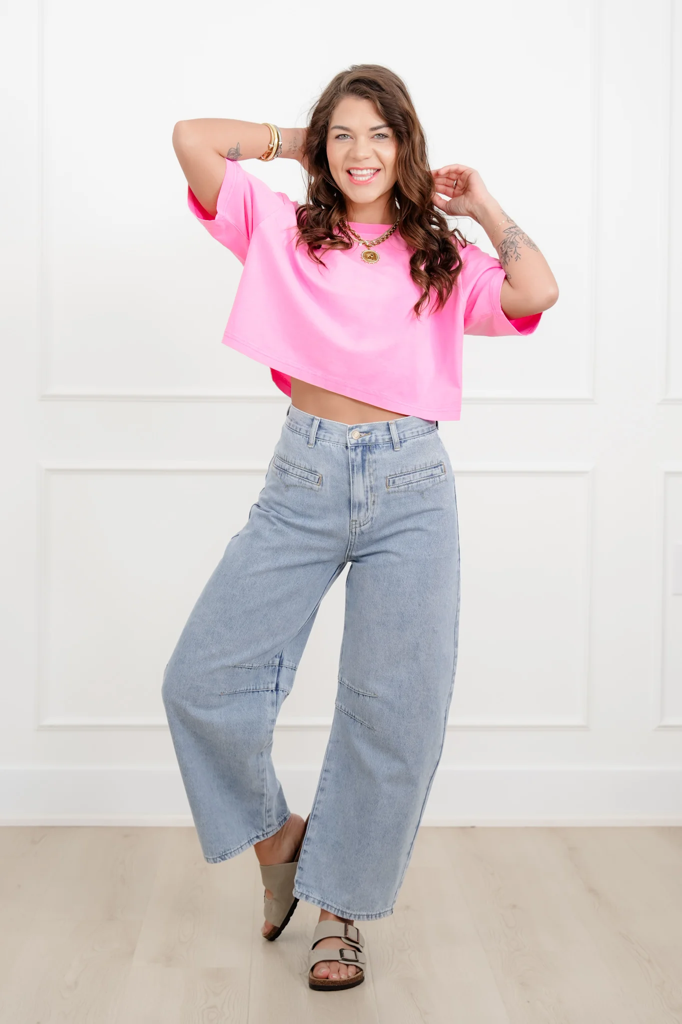 Light Wash High Rise Barrel Jeans - Image 3