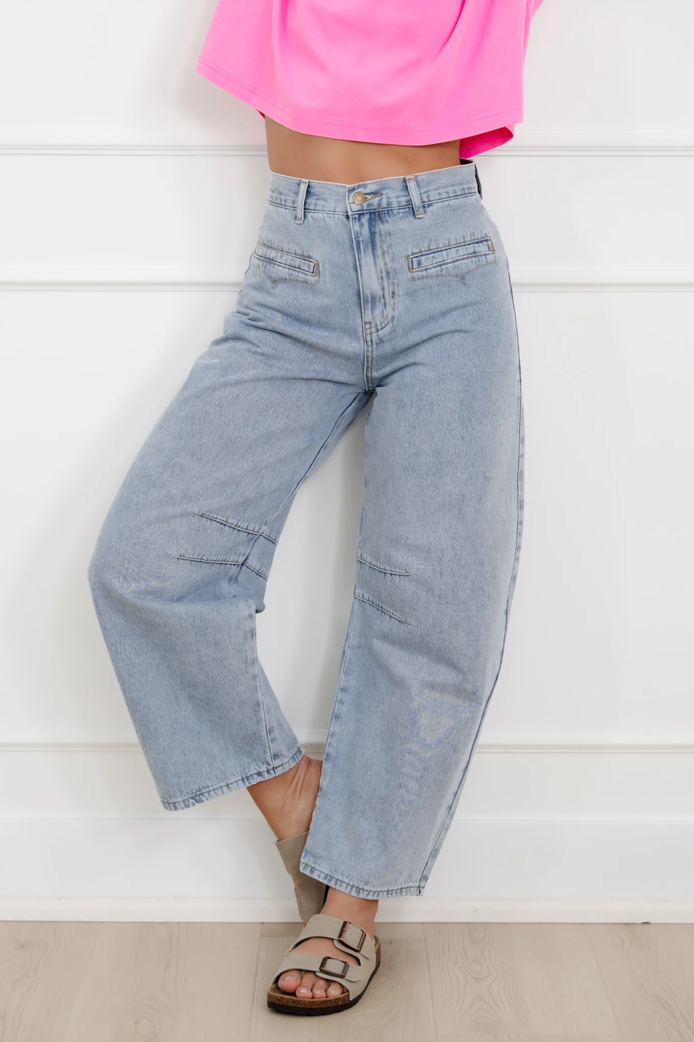 Light Wash High Rise Barrel Jeans - Image 5