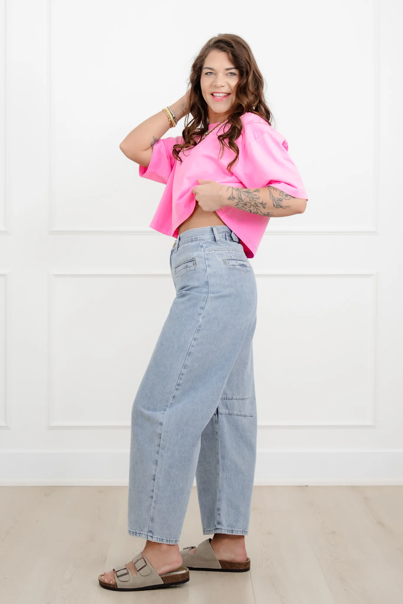 Light Wash High Rise Barrel Jeans - Image 6