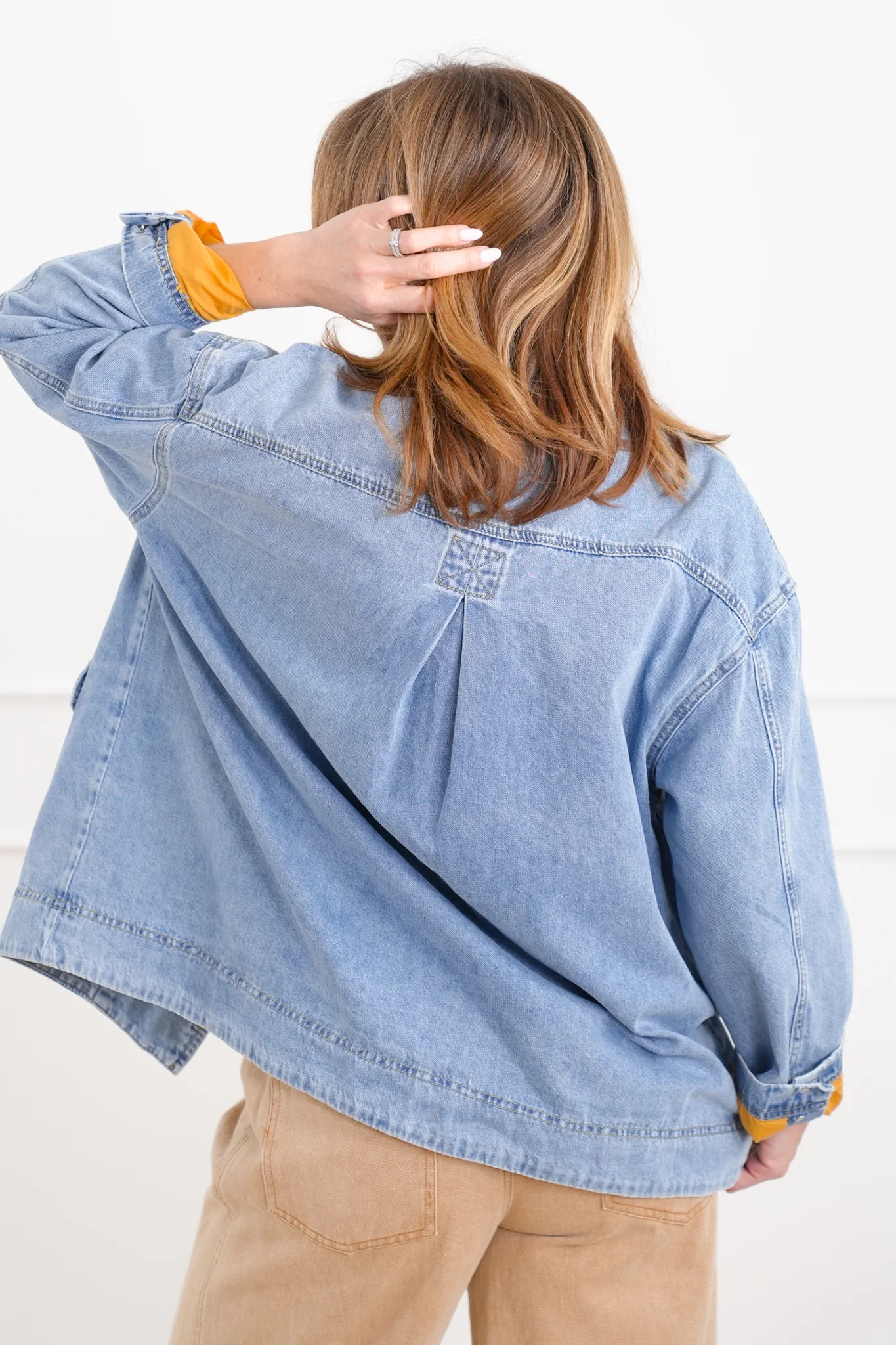Light Wash Long Sleeve Barn Jacket with Buckle Details - Image 8