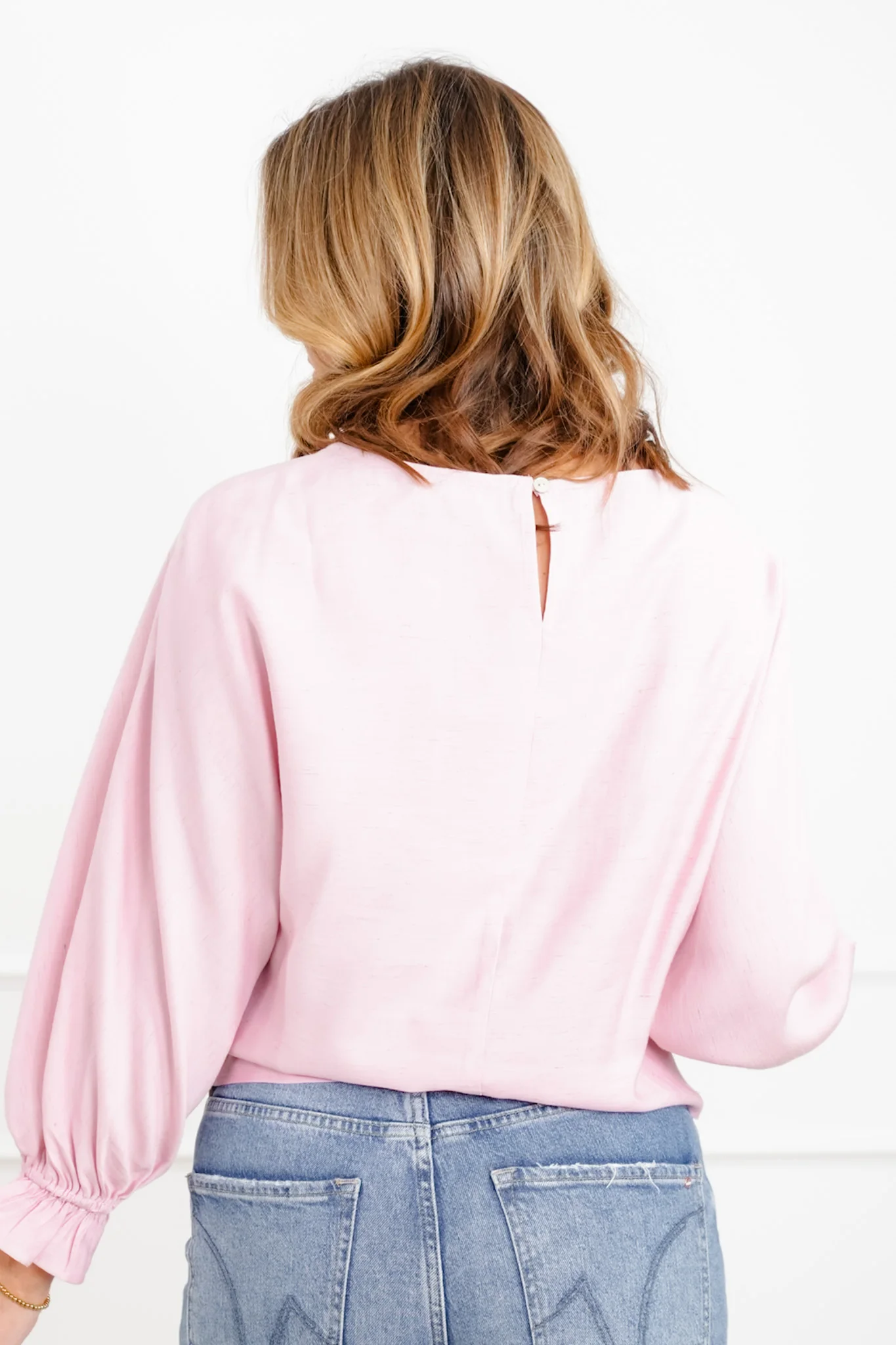 Linen Blend Long Cuffed Sleeve Top - Image 8