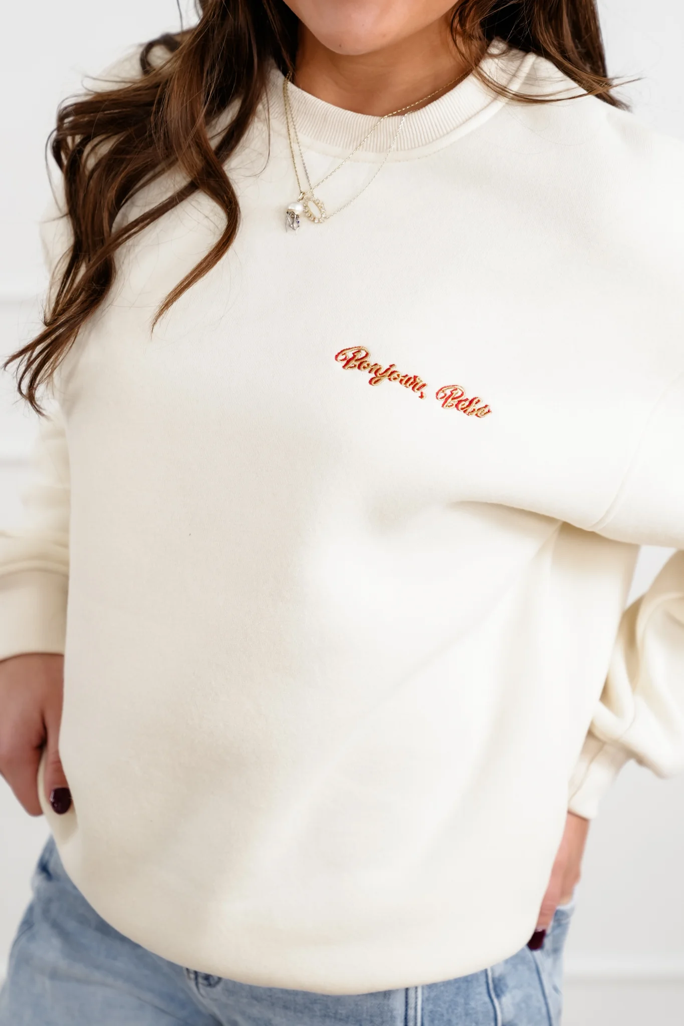 Long Sleeve "Bonjour Bebe" Pullover Sweatshirts - Image 5