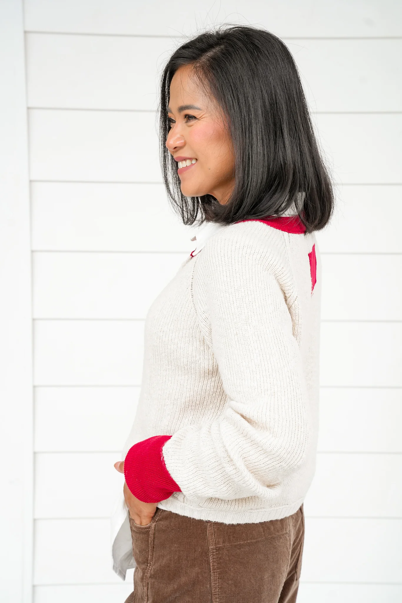 Long Sleeve Button Down Cardigan with Contrast Trim - Image 3
