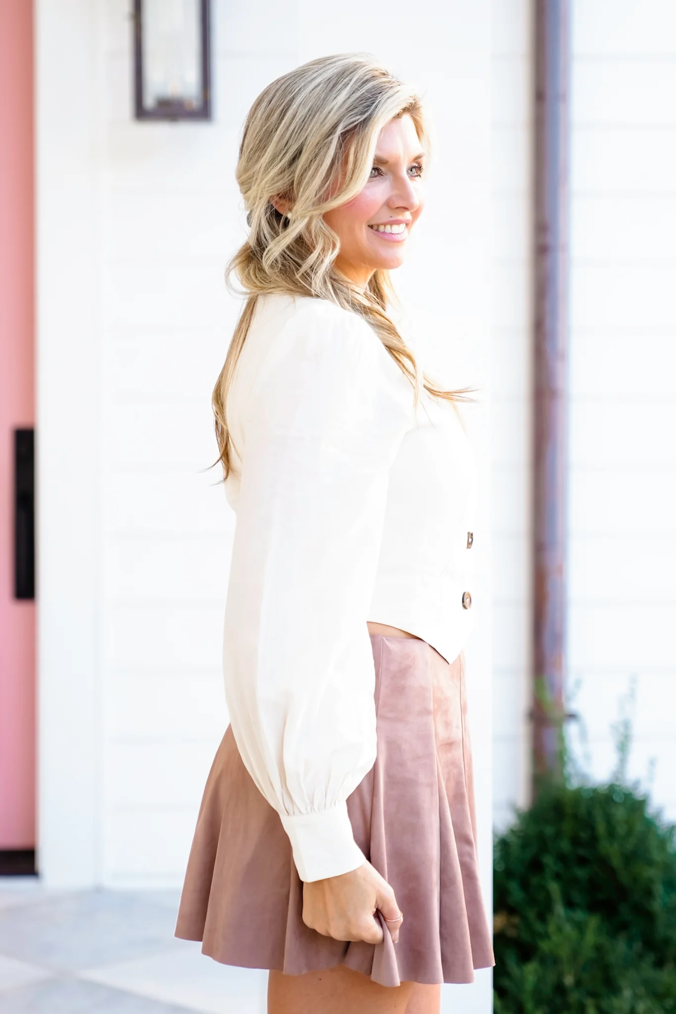 Long Sleeve Button Down Crop Top - Image 3