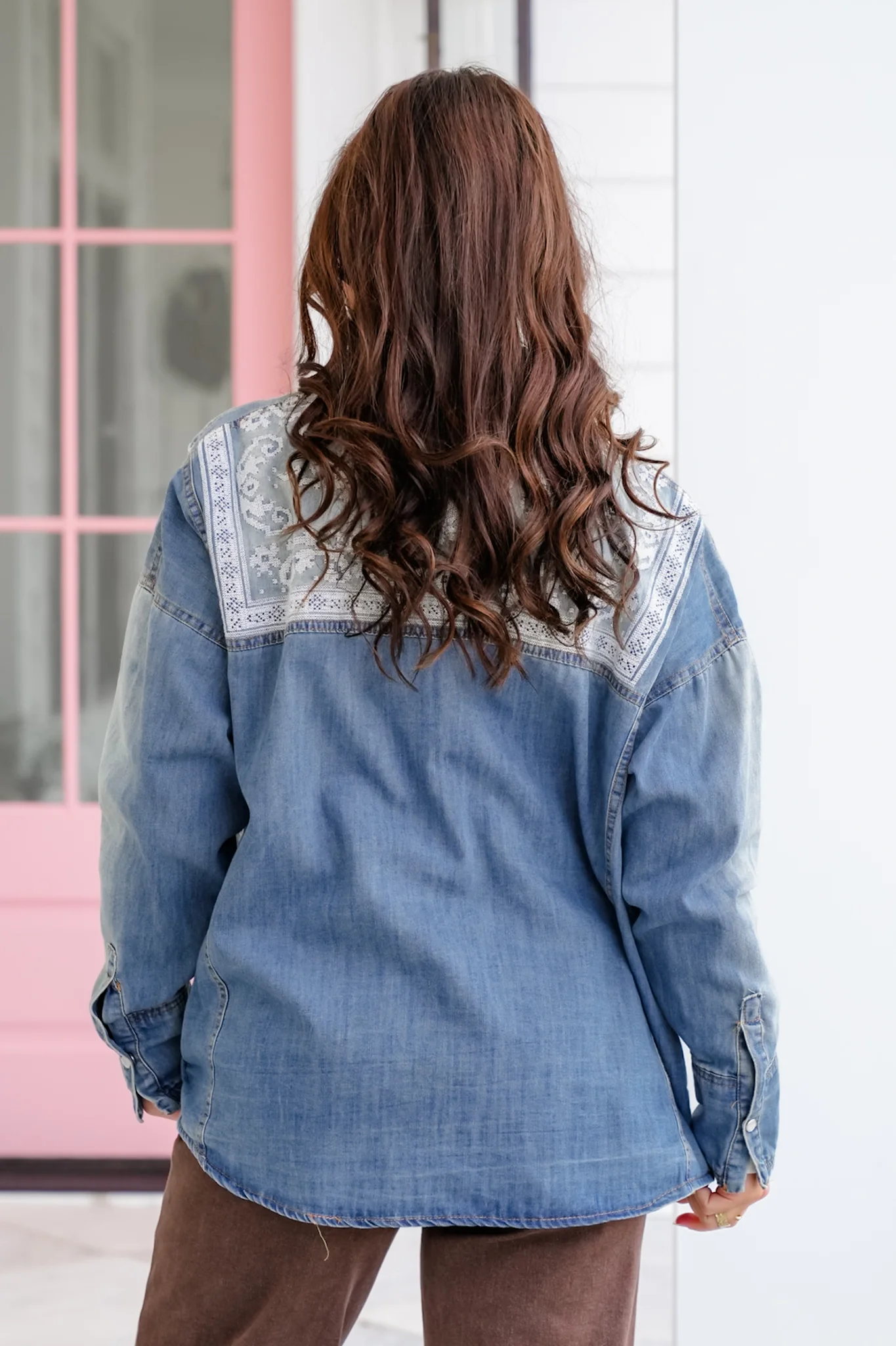 Long Sleeve Button Down Top with Cross Stitch Embroidery - Image 5