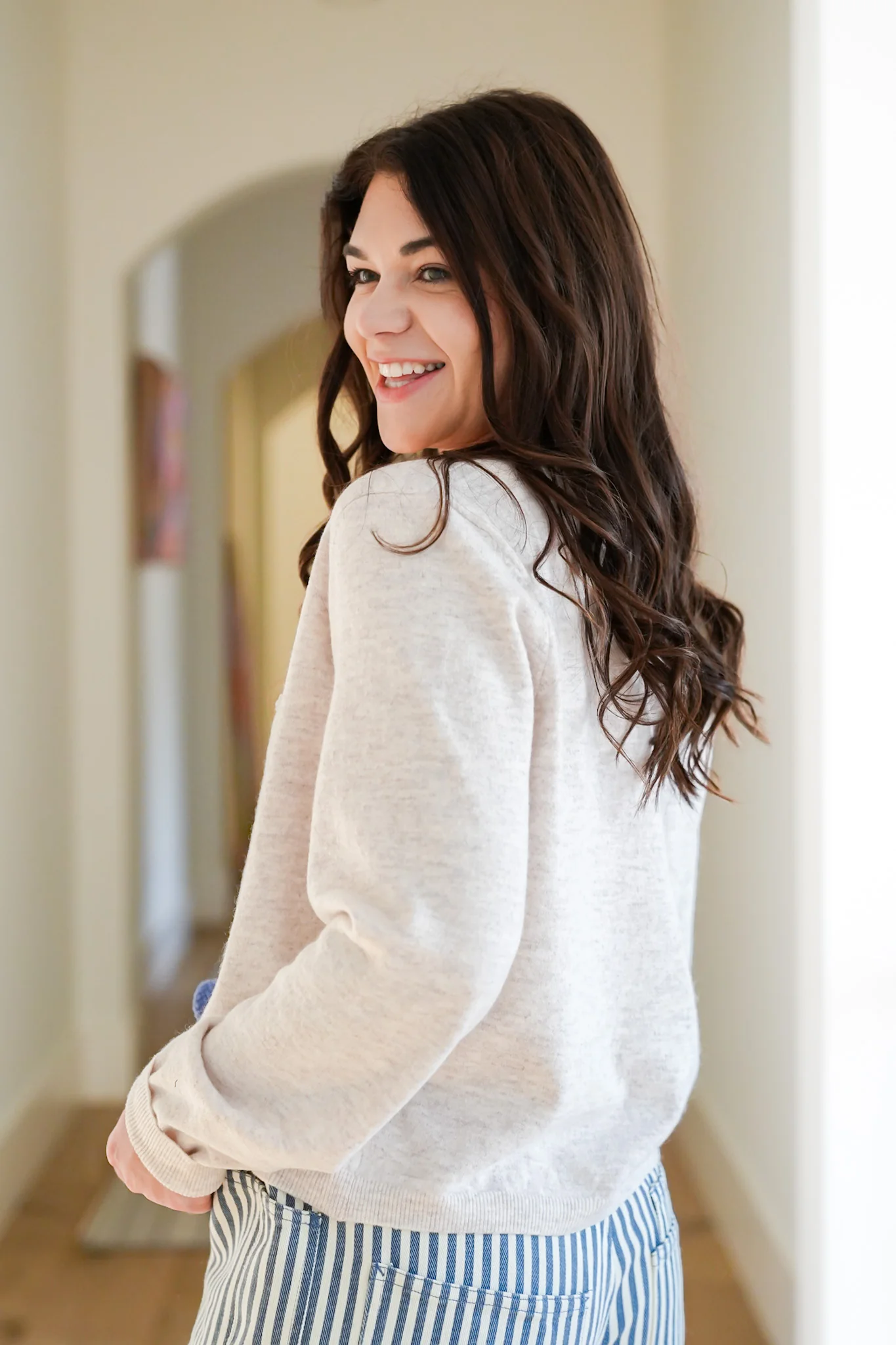 Long Sleeve Cardigan with Flower Buttons - Image 11