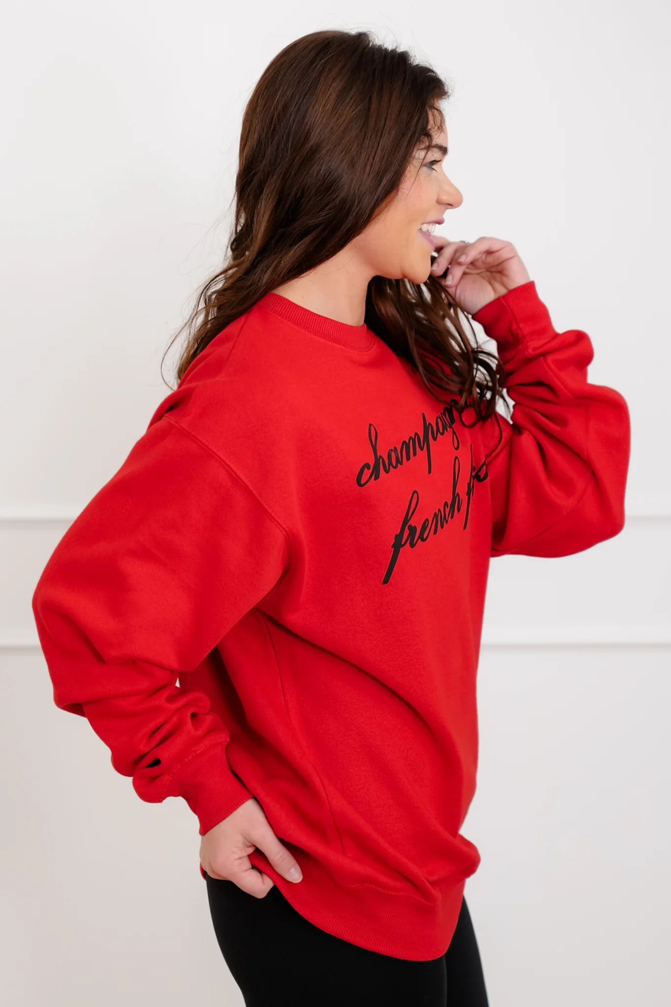 Long Sleeve "Champagne & French Fries" Graphic Sweatshirt - Image 4