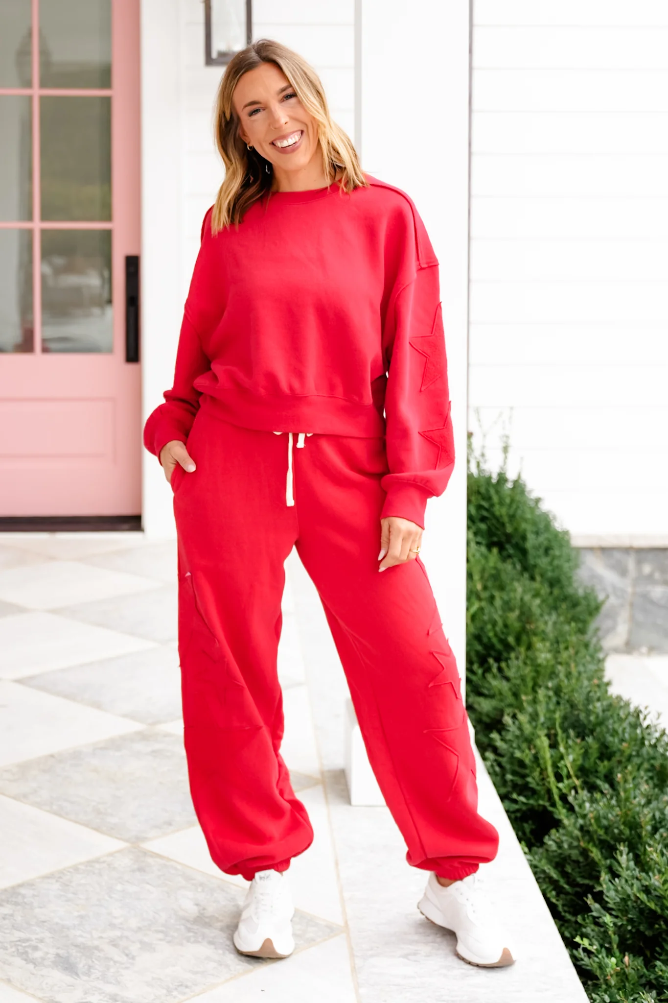 Long Sleeve Crew Neck Sweatshirt with Star Patch - Image 11