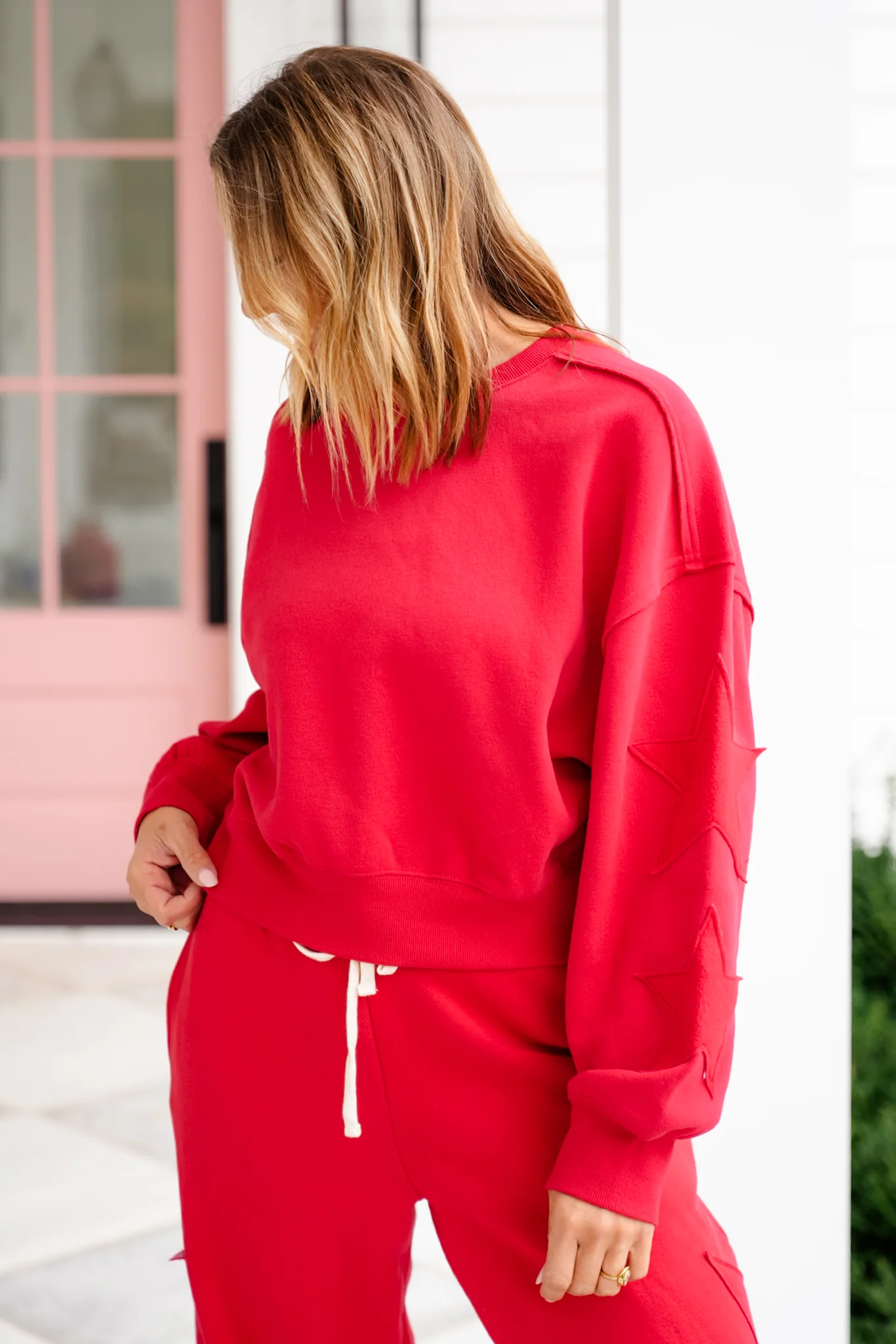 Long Sleeve Crew Neck Sweatshirt with Star Patch - Image 5