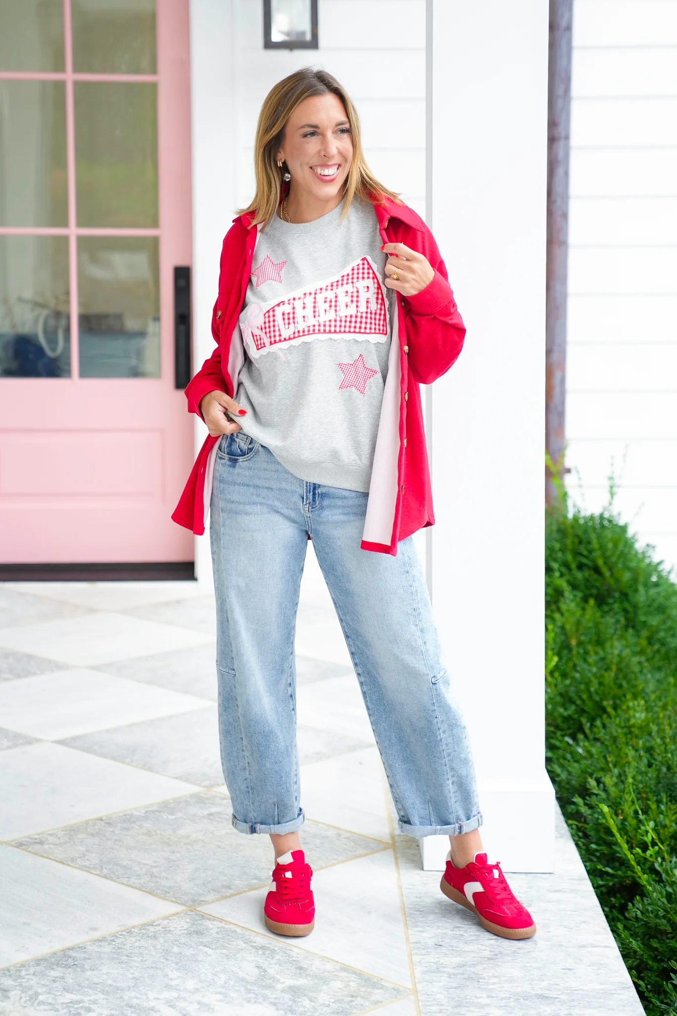 Long Sleeve Crewneck Top with Cheer Patch - Image 13