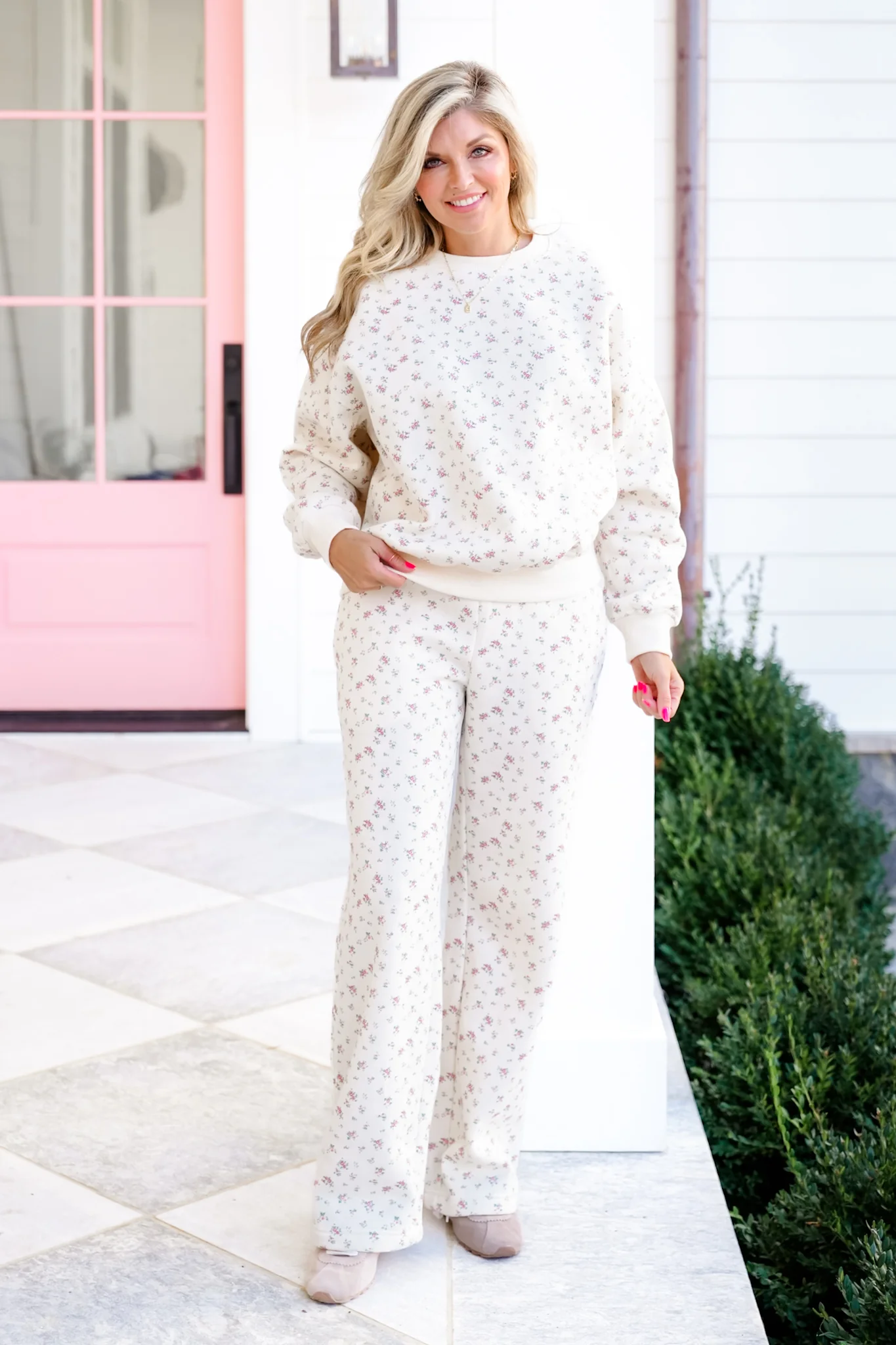 Ivory Floral Long Sleeve Sweatshirt - Image 2