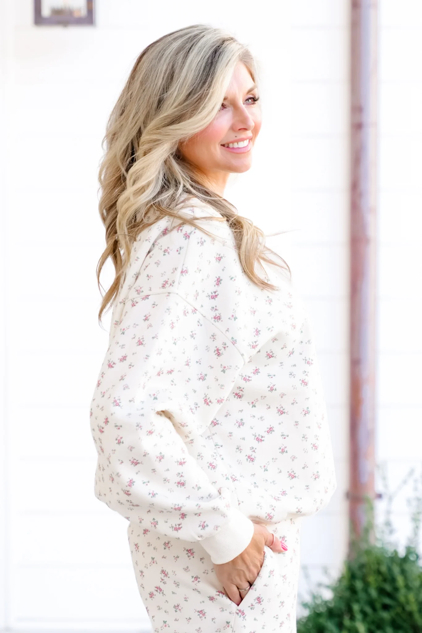 Ivory Floral Long Sleeve Sweatshirt - Image 3