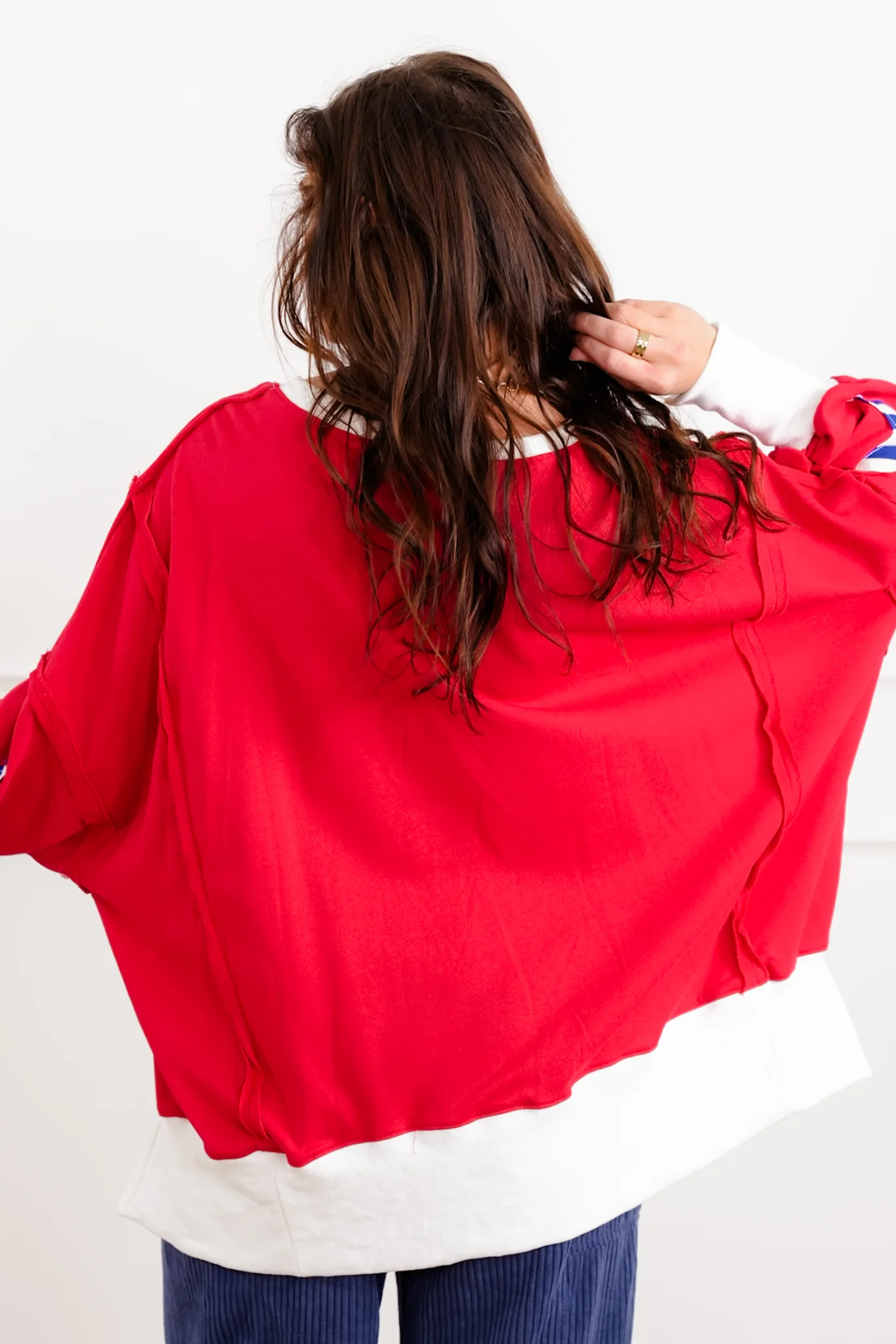 Long Sleeve French Terry Top with "USA" Patchwork Detail - Image 5