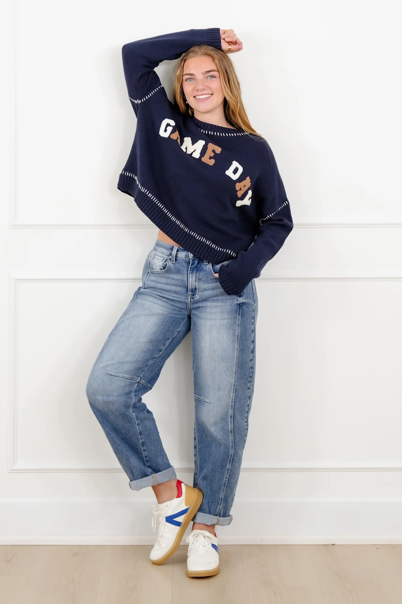 Plus/Reg Long Sleeve "Game Day" Patch Pullover Sweater - Image 2