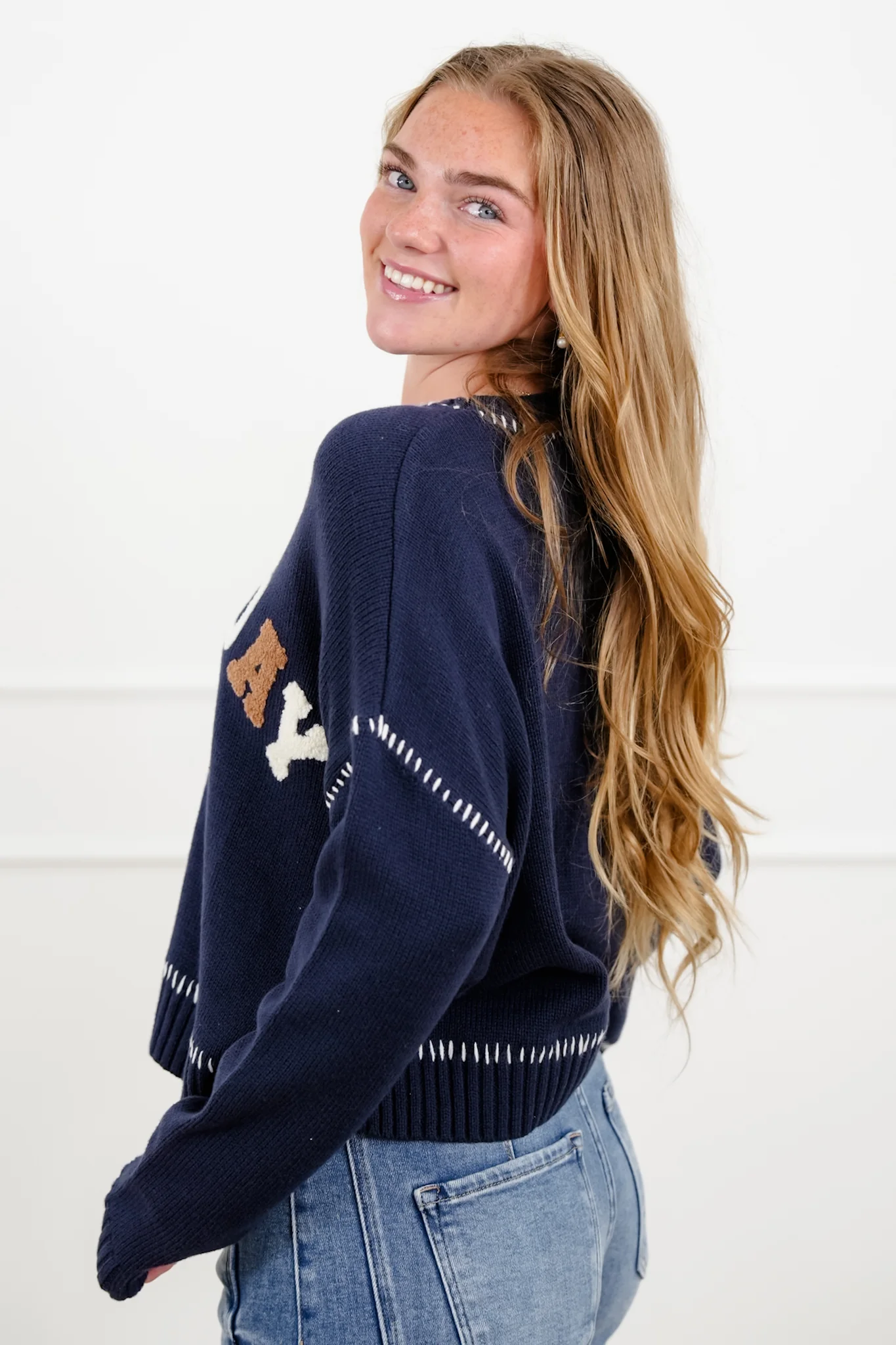 Plus/Reg Long Sleeve "Game Day" Patch Pullover Sweater - Image 3