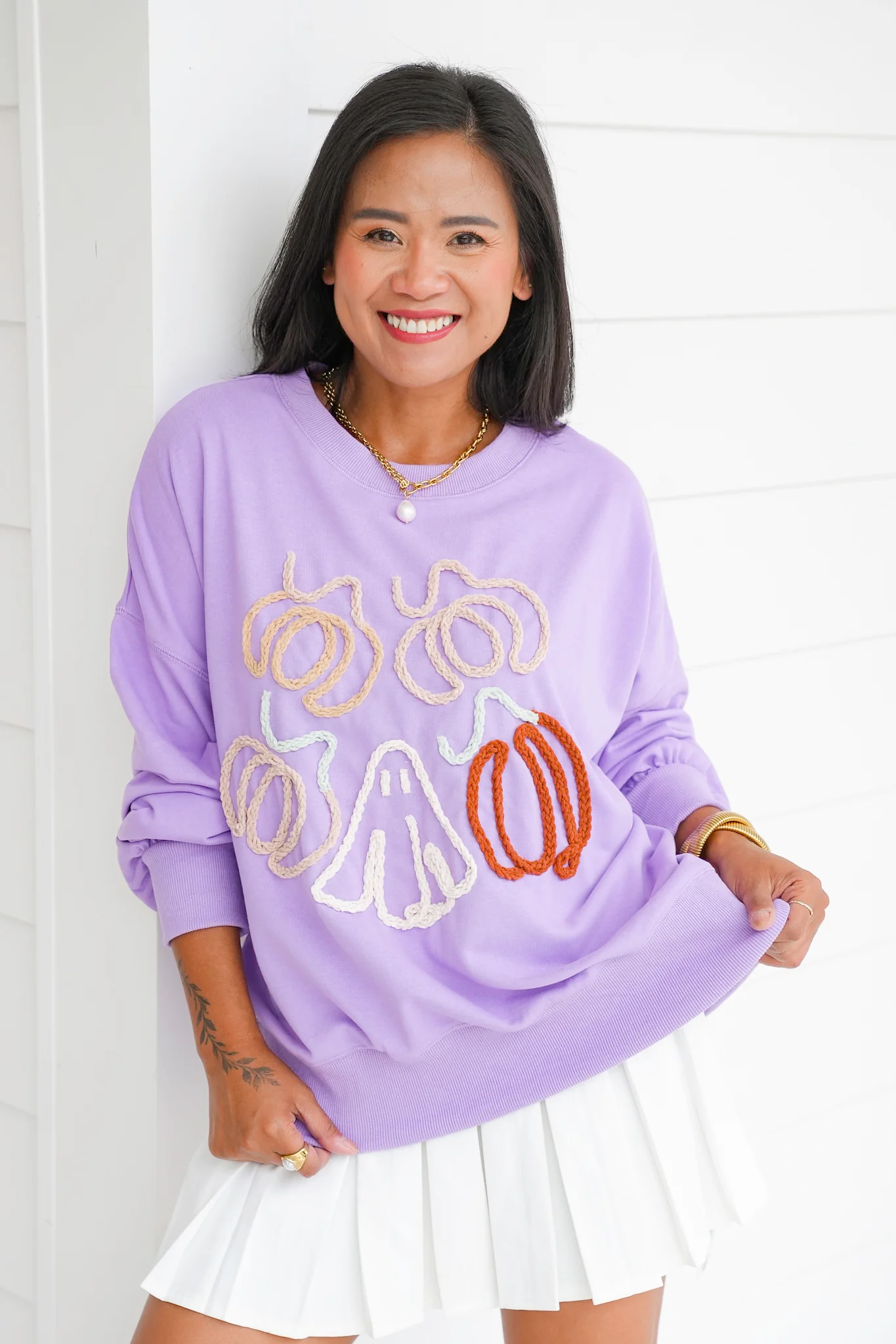 Long Sleeve Halloween Yarn Contour Sweatshirt - Image 3
