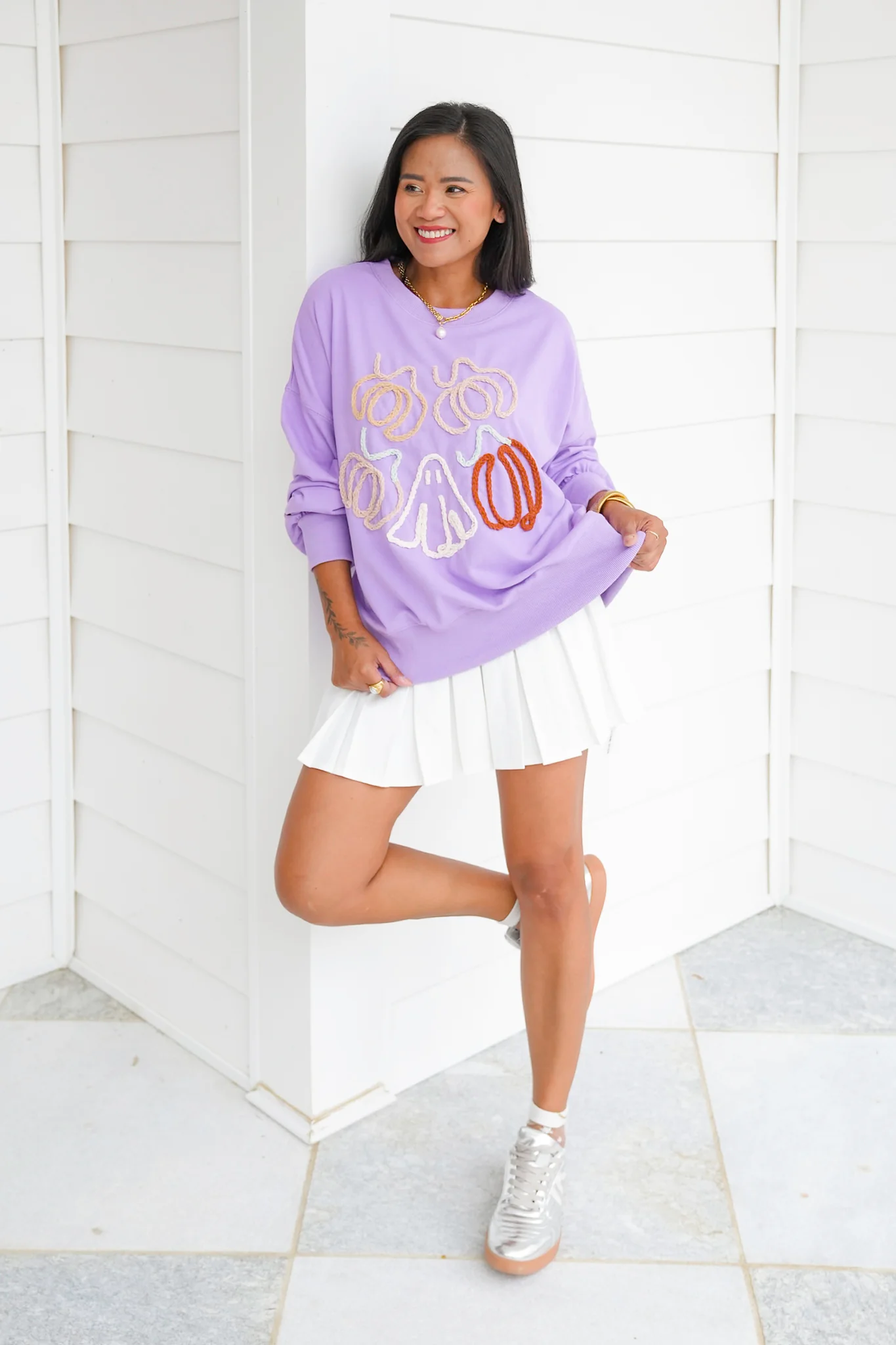 Long Sleeve Halloween Yarn Contour Sweatshirt - Image 4