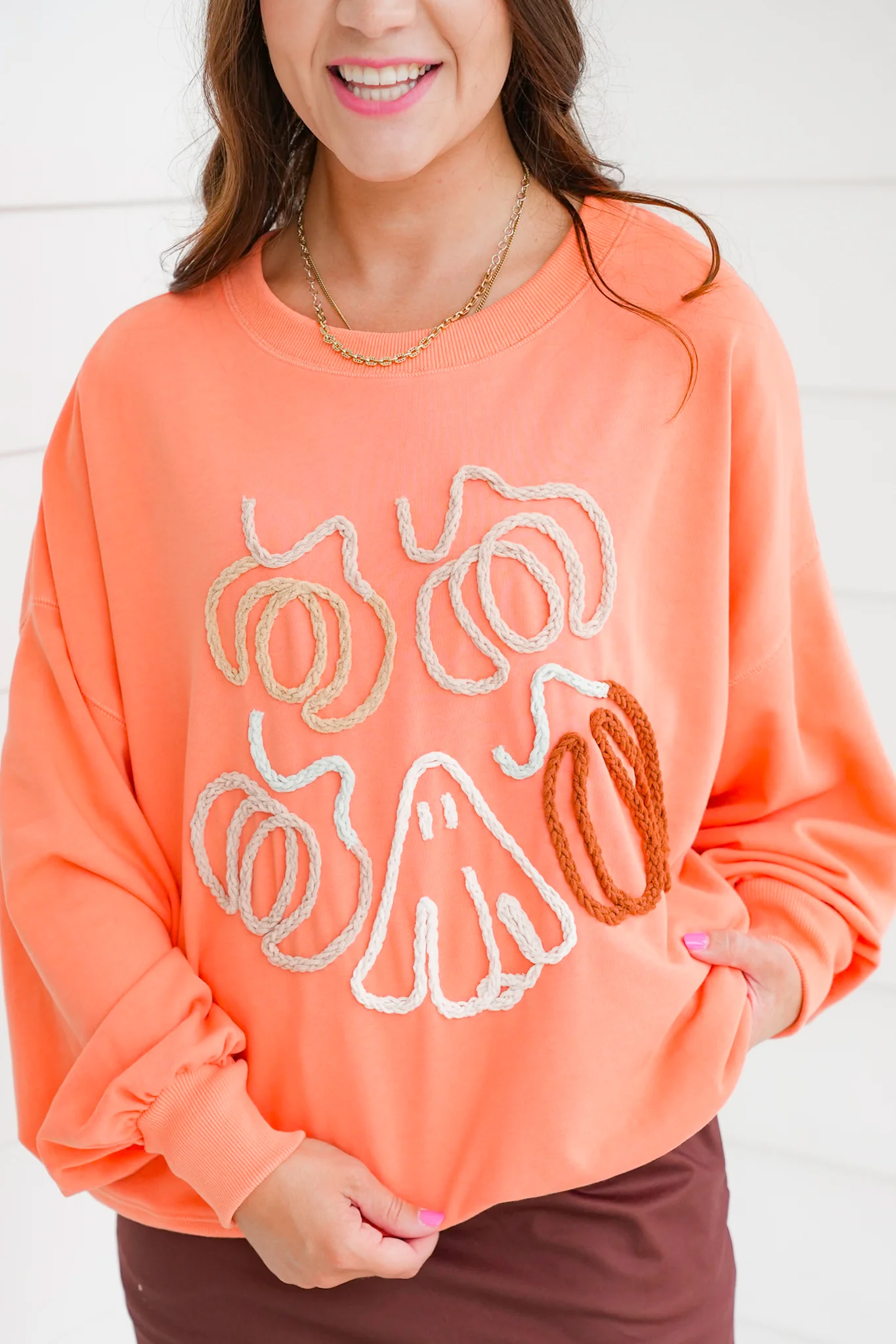 Long Sleeve Halloween Yarn Contour Sweatshirt - Image 5