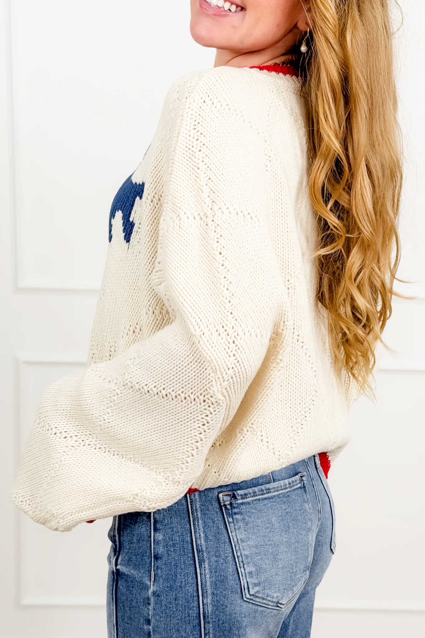 Long Sleeve Kissing Fish Knit Sweater - Image 3